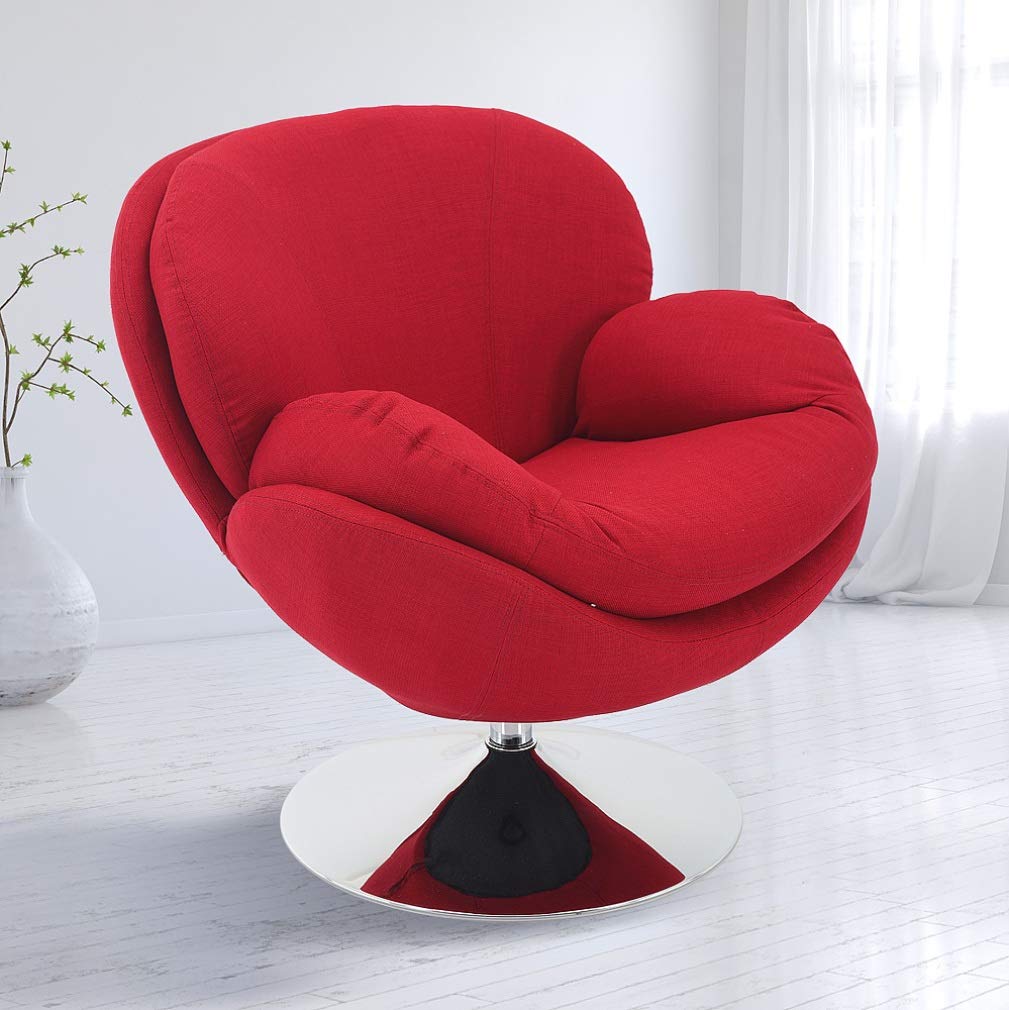 Comfortable Mac Motion Scoop Accent Chair - Red Fabric Leisure Chair for Living Room, Bedroom & Office - Ergonomic Design for Relaxing & Reading - One Size, Rio Collection