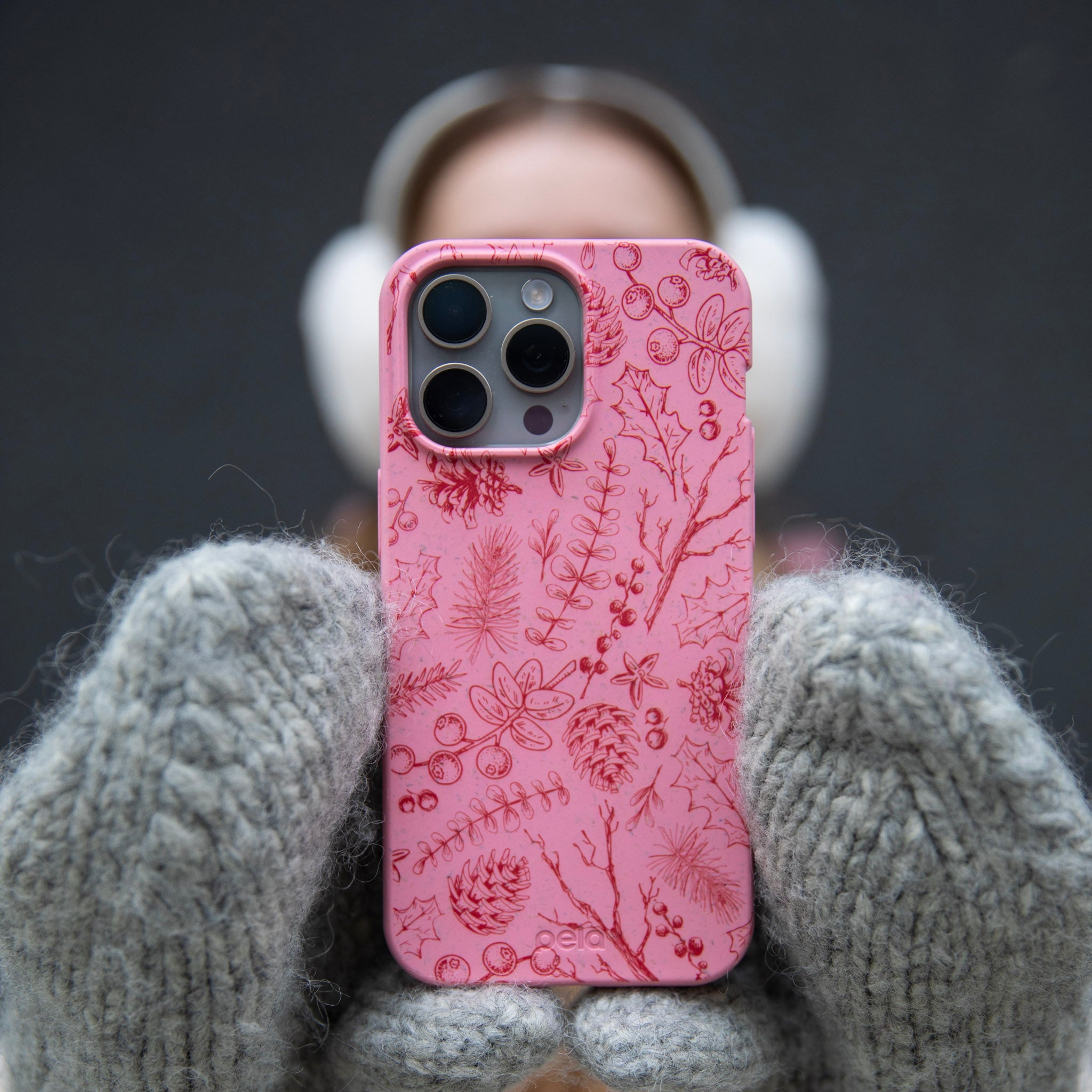 Bubblegum Pink Festive Forest iPhone 15 Case - Cute Girly Protective Phone Cover for Women Girls - Perfect for Christmas, Birthday Gifts & Everyday Use
