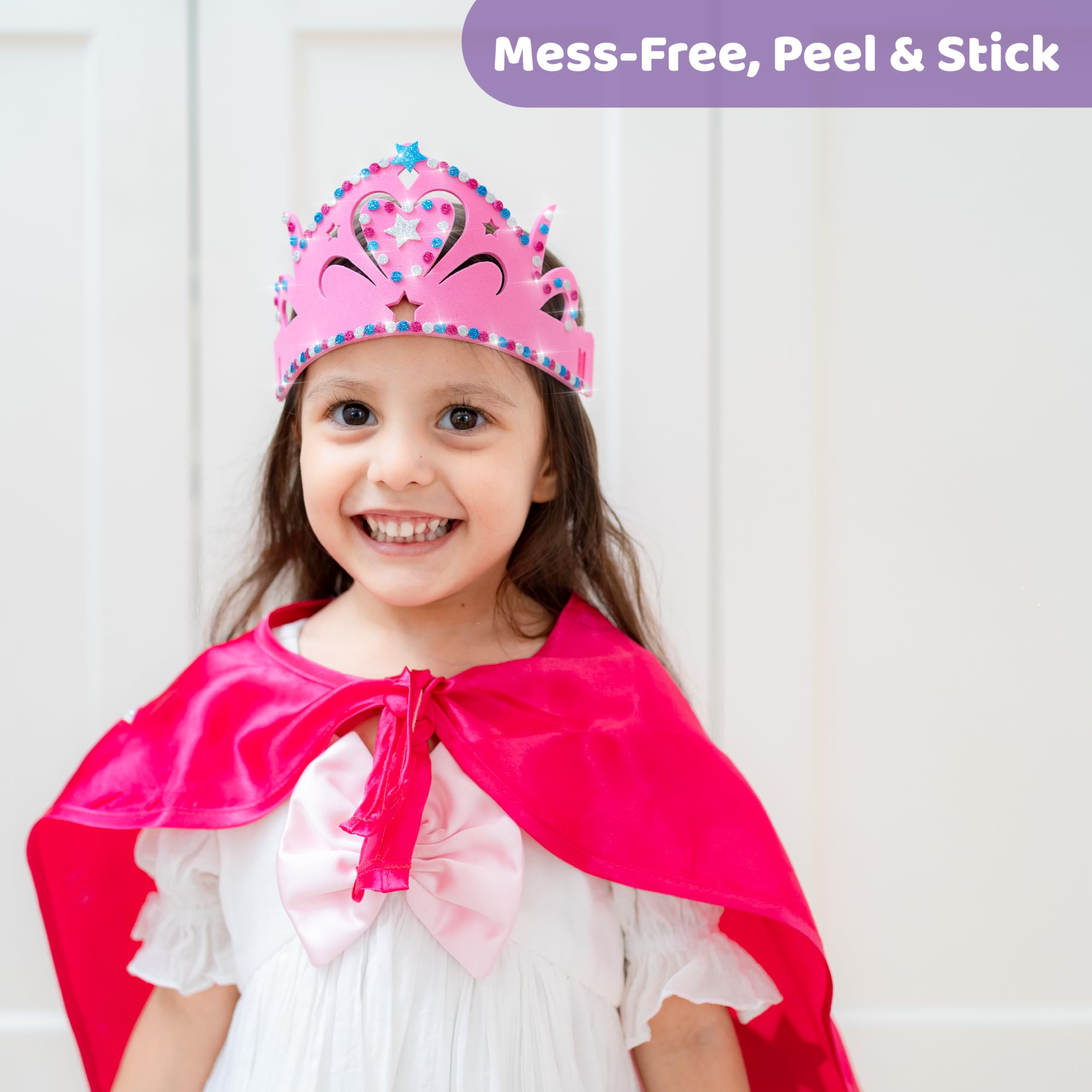 Princess Themed Arts and Crafts Kit for Girls - DIY Cape, Tiara & Wand Set | Best Birthday Gift for Ages 5-8 | 3-in-1 Creative Craft Projects | Perfect for Dress-Up, Pretend Play & Party Favors