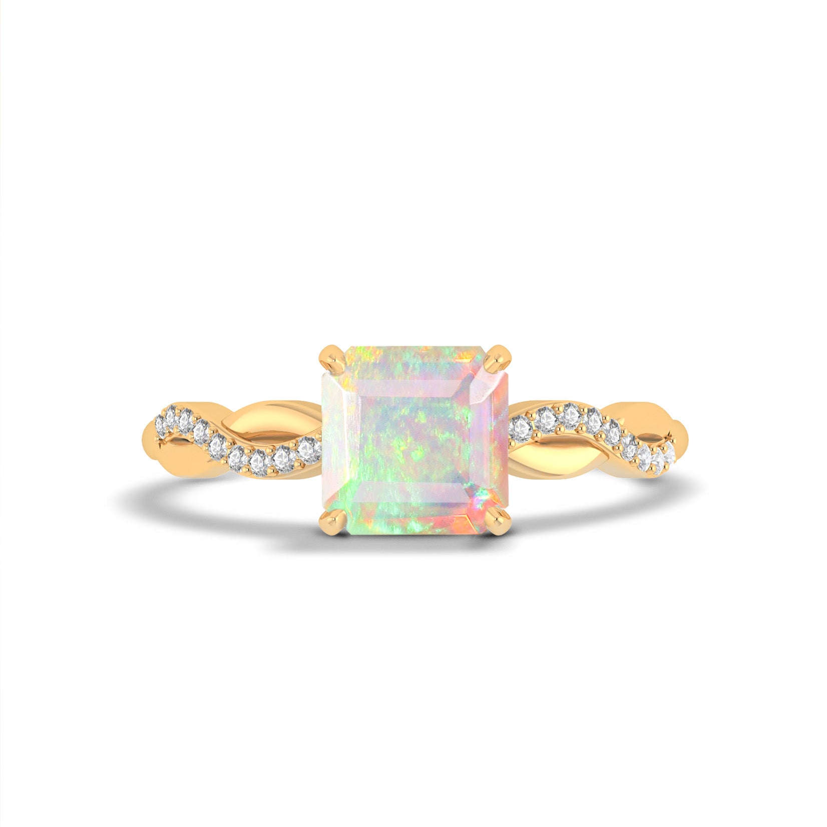 Square Shape Natural White Opal Crossover Ring for Women | Elegant Dainty Jewelry for Everyday Wear, Gift Giving & Special Occasions