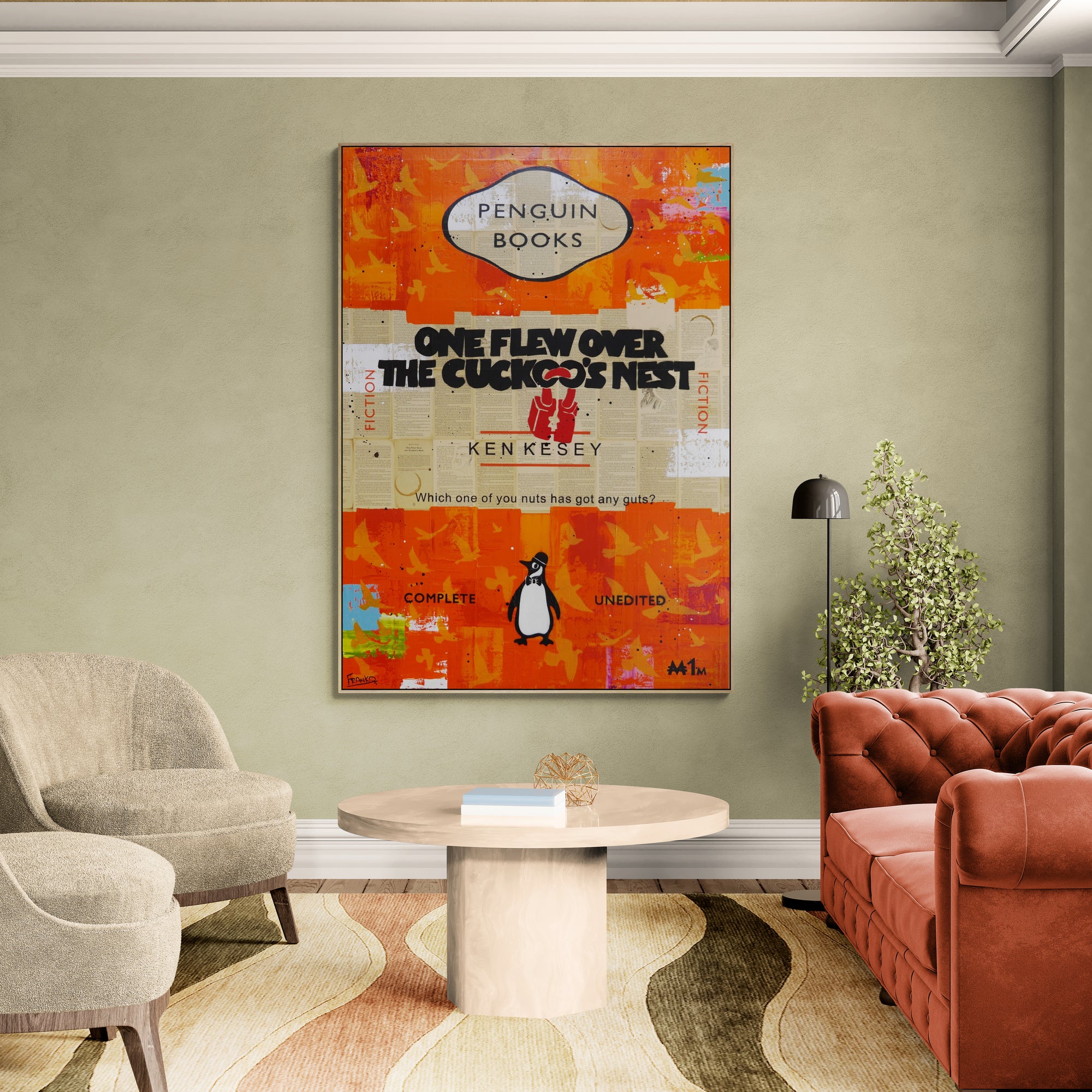 Urban Pop Book Club Painting - 100cm x 140cm Modern Wall Art for Living Room, Bedroom & Office Decor | Cuckoo Artwork