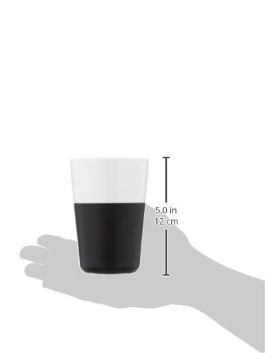Eva Solo 12 oz Porcelain Coffee Mug Set of 2 - Danish Design Latte Cups with Non-Slip Silicone Grip - Premium Black Coffee Tumblers for Home, Office & Cafe Use