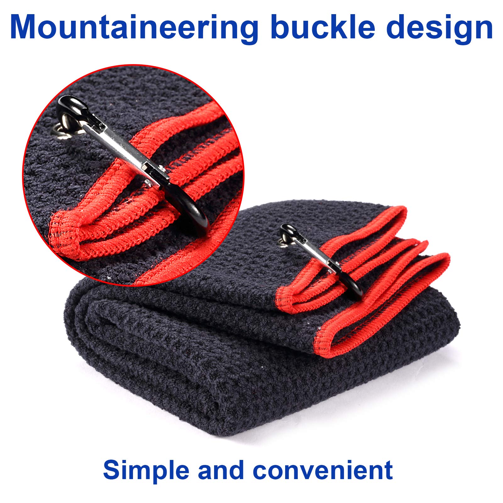 2 Pack Tri-fold Golf Towel Set - Premium Microfiber Waffle Pattern Towels with Heavy Duty Carabiner Clip (2 Pcs, 2 Colors) - Perfect for Golf, Gym, Camping & Outdoor Activities