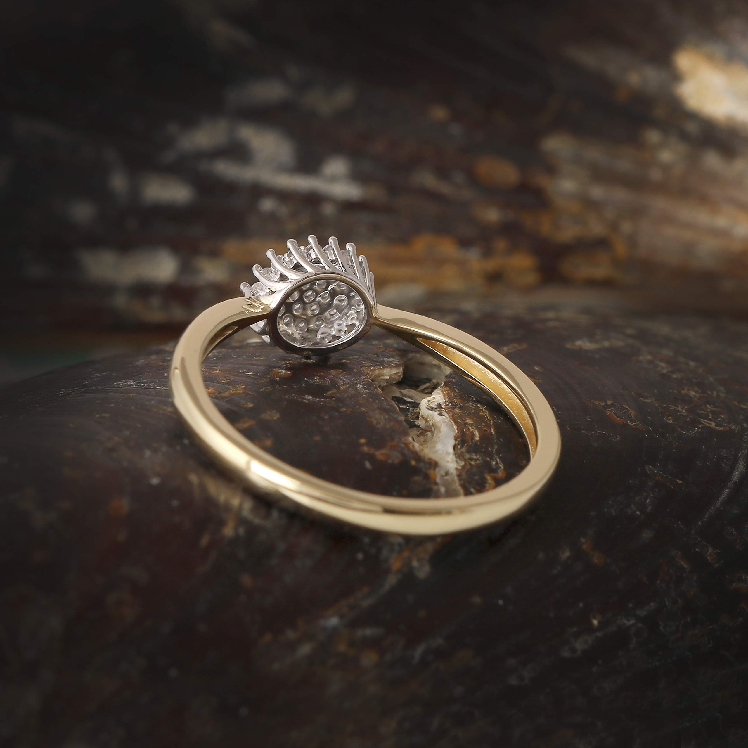10K Gold 1/10CT TDW Round Diamond Cluster Promise Ring for Women - I-J Color I2 Clarity - Elegant Love Gift for Anniversary, Engagement & Valentine's Day