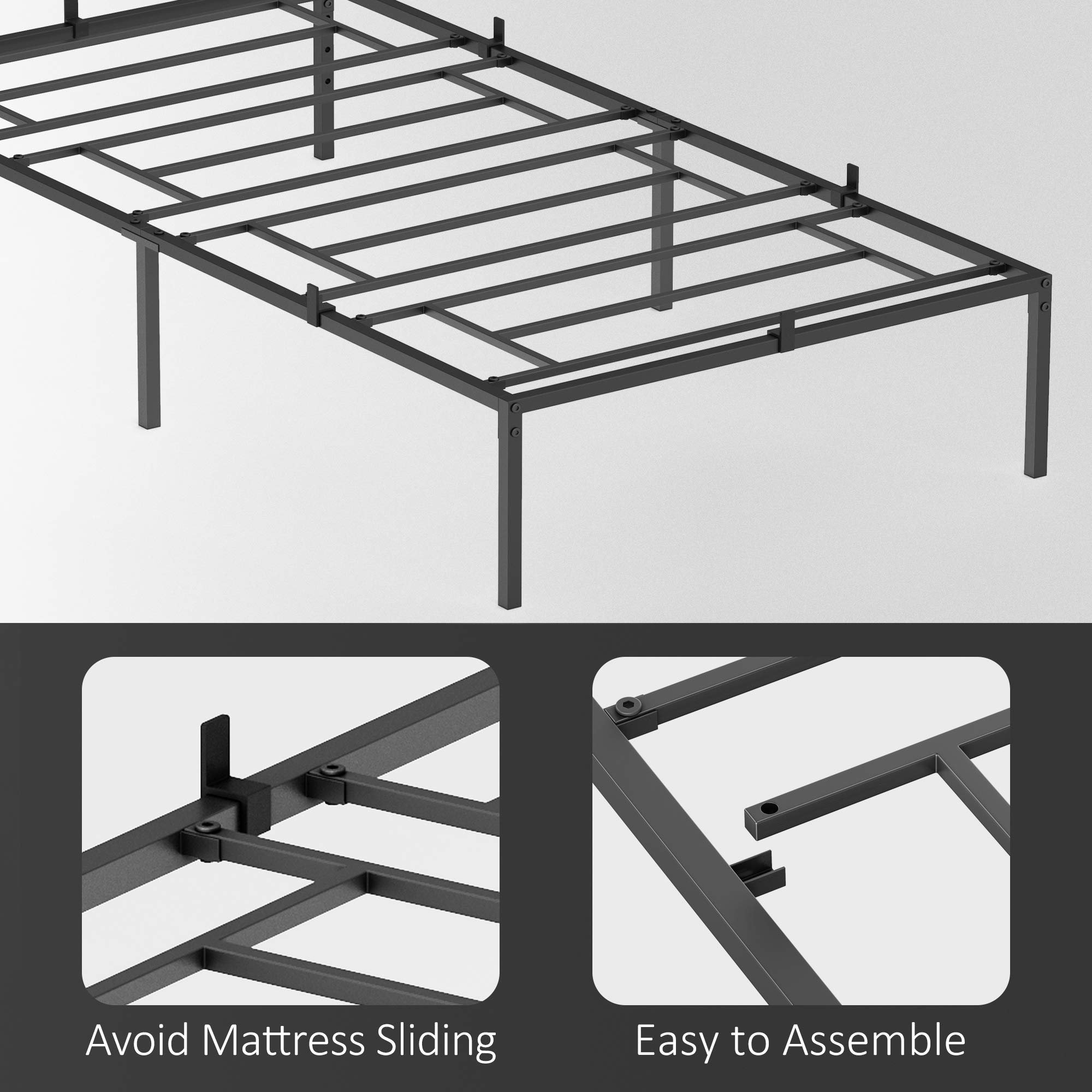 14 Inch Metal Bed Frame - Heavy Duty Platform Bed Frame with Mattress Foundation, No Box Spring Needed, Easy Assembly, Twin Size - Perfect for Small Bedrooms, Guest Rooms & Dormitories