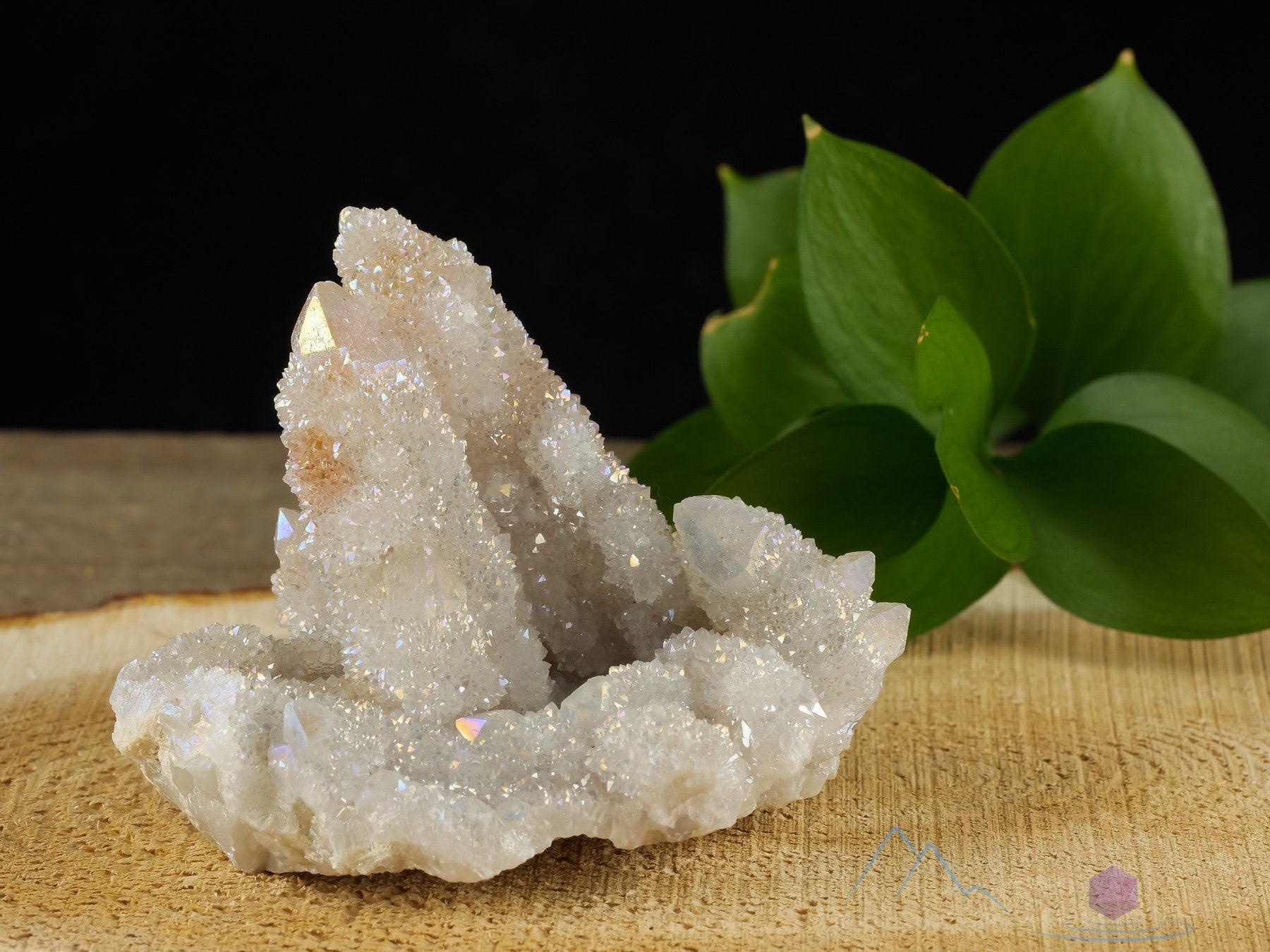 AURA QUARTZ Angel White Rainbow Quartz Crystal Cluster - Natural Spirit Quartz for Healing, Meditation & Metaphysical Use - Perfect Crystal Decor for Home, Office & Spiritual Space (R0444)