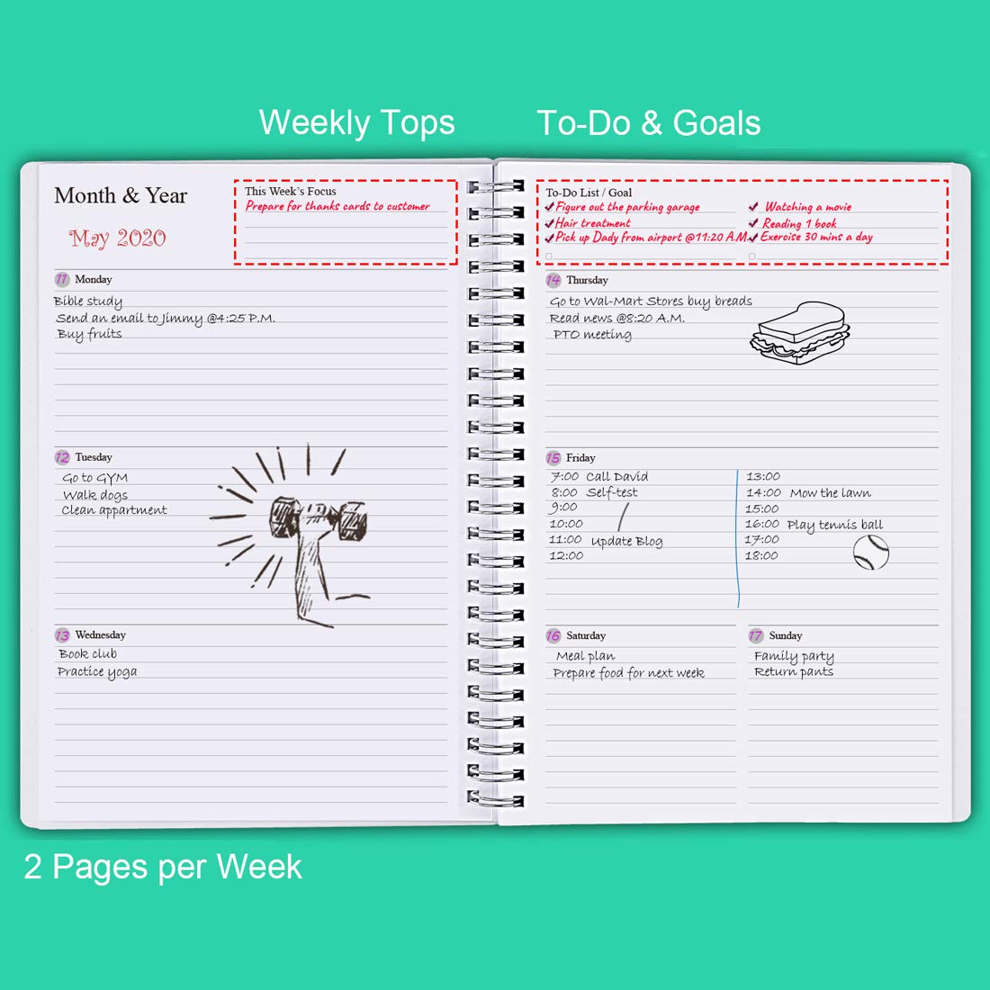 Nokingo Undated Weekly & Monthly Planner 2025 - 5.85