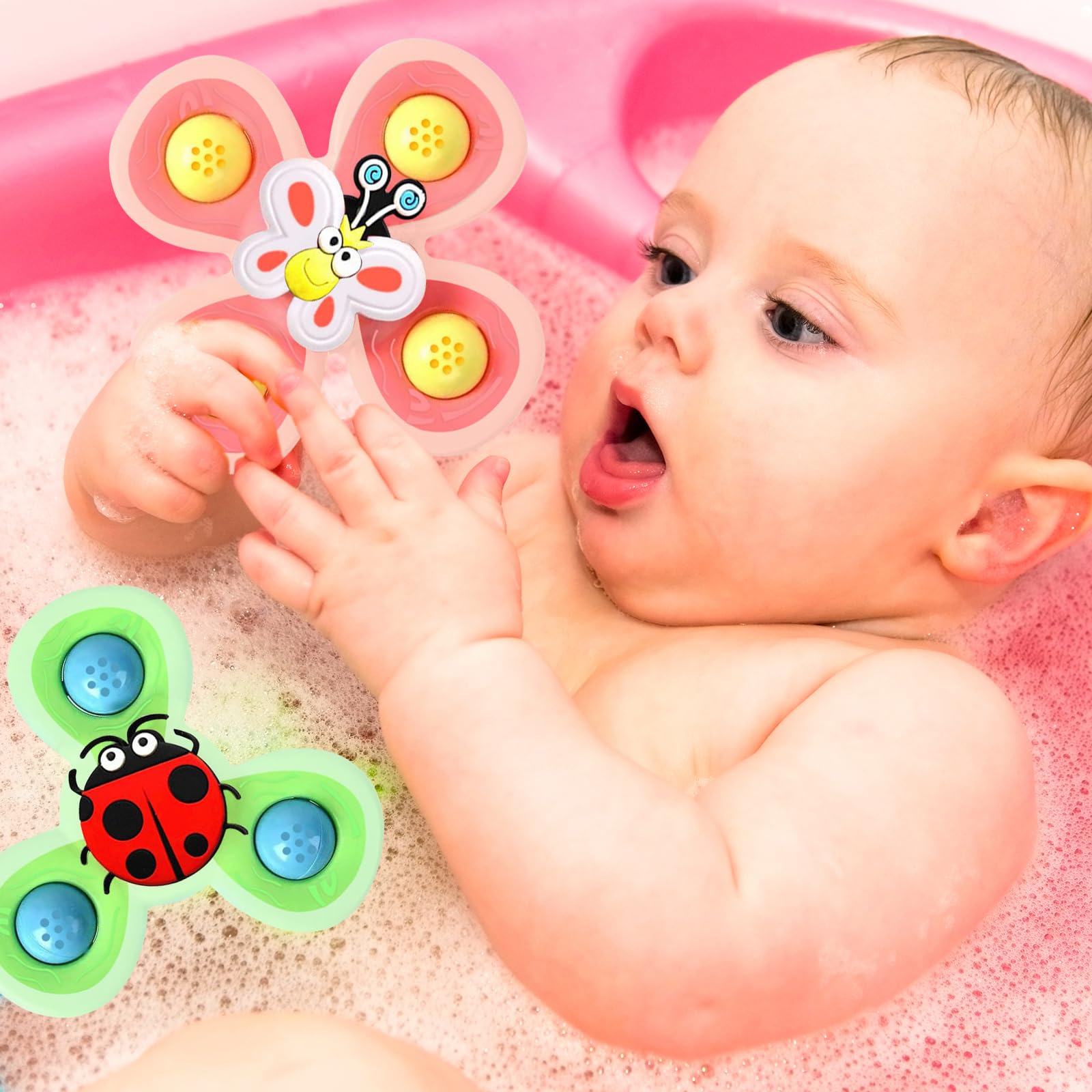 3-Piece Suction Cup Sensory Toy Set for Babies - Cartoon Bath Water Toys, Spinner & Sensory Play for Ages 1-6 | Perfect Baby Shower Gift & Bathtime Fun