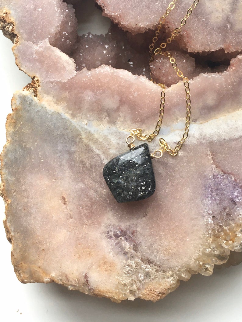 Black Sunstone Pendant Necklace - Sterling Silver or 14K Gold Filled Crystal Jewelry for Women - Perfect for Healing, Meditation & Spiritual Energy Work