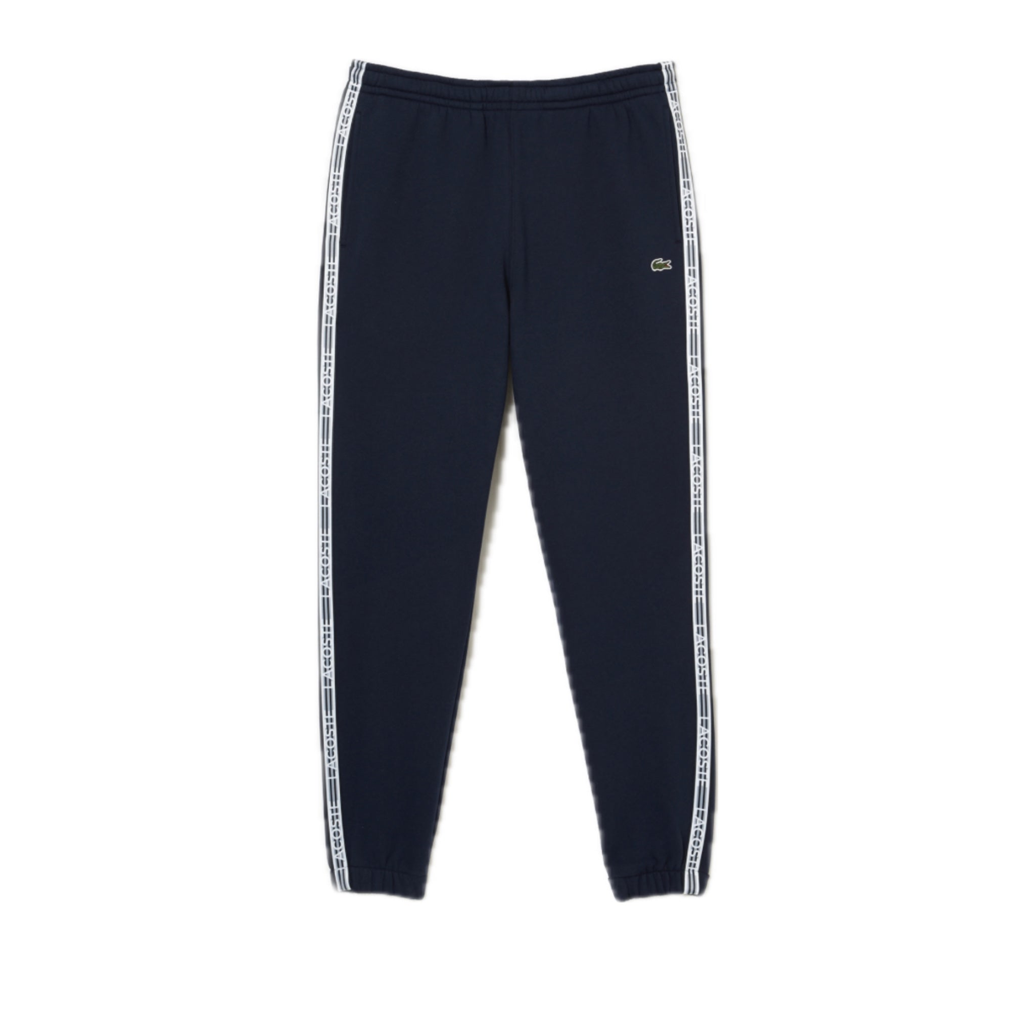 Lacoste Men's Logo Tape Fleece Track Pants - Navy Blue Comfortable Joggers for Casual Wear & Gym Workouts