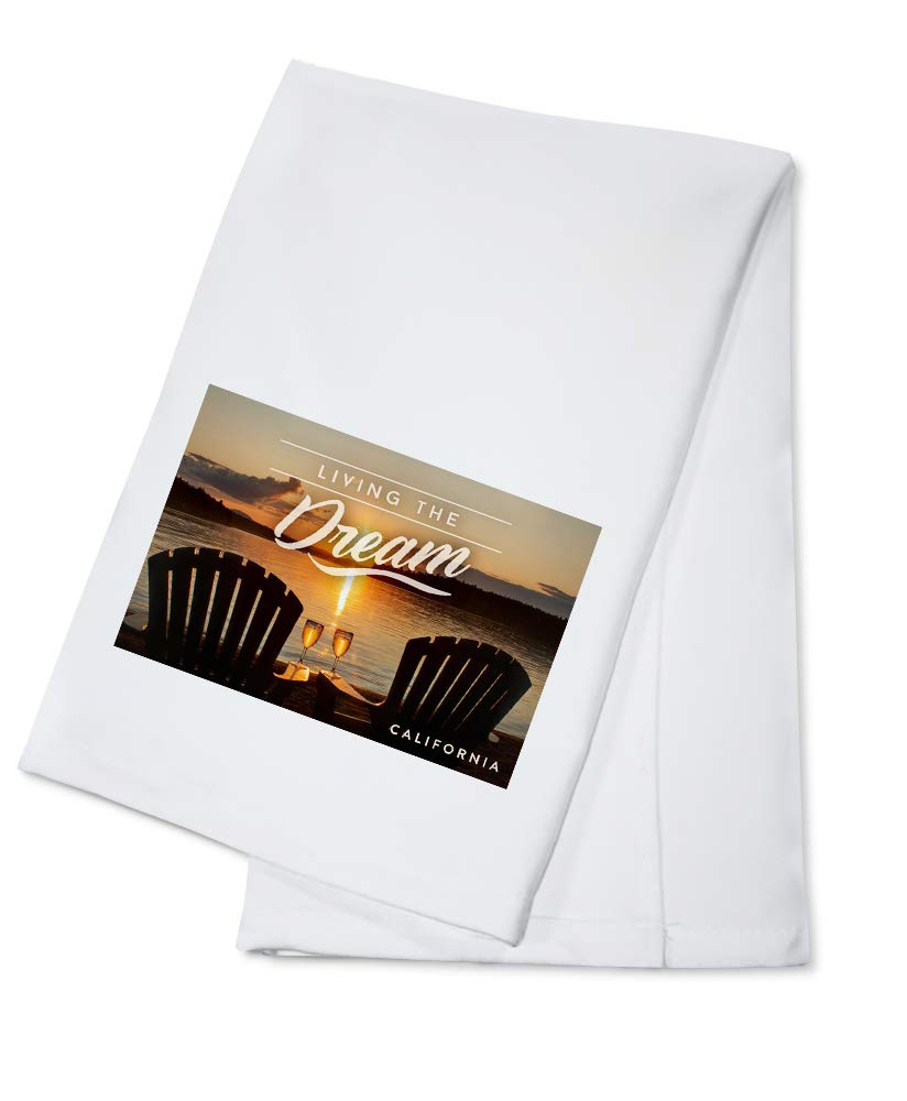California Dream Sunset View 100% Cotton Tea Towel - Decorative Hand Towel for Kitchen & Home Decor - Perfect for Dish Drying, Gift Giving, and Farmhouse Style Decor
