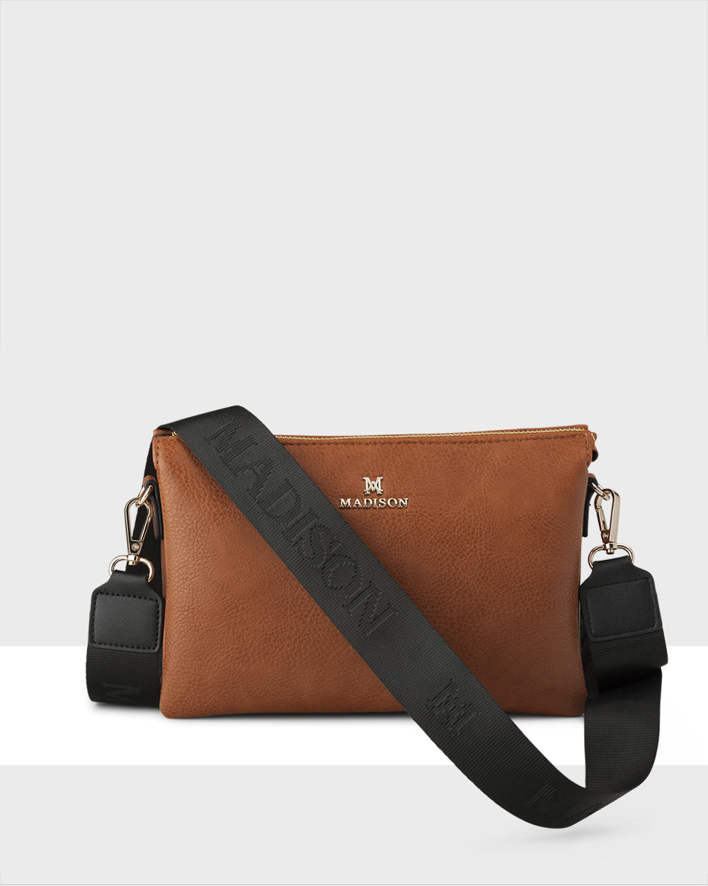 Avery 3 Compartment Crossbody Bag with Monogram Strap - Stylish Hands-Free Purse for Women, Travel, Shopping & Everyday Use