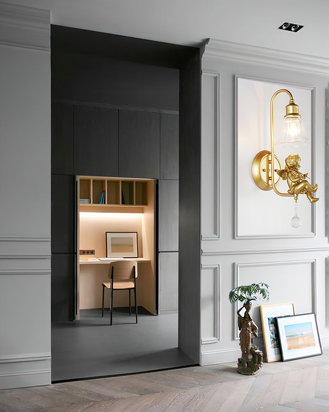 Art Angel Wall Lamp - Elegant Decorative Lighting for Bedroom, Living Room & Hallway - Perfect for Home Decor & Ambiance
