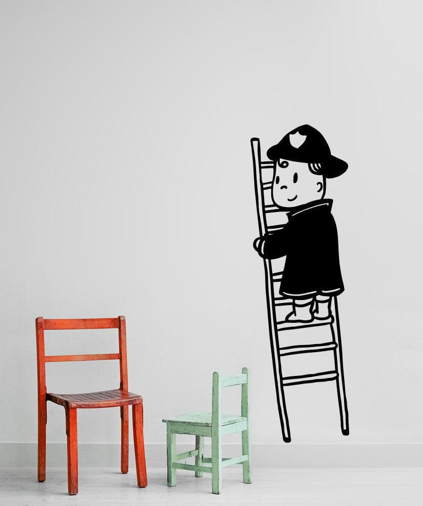 Fireman Kid Vinyl Wall Decal Sticker - Removable & Reusable Home Decor for Boys Room, Nursery, Playroom - Perfect for Kids Bedroom, Classroom & Party Decorations
