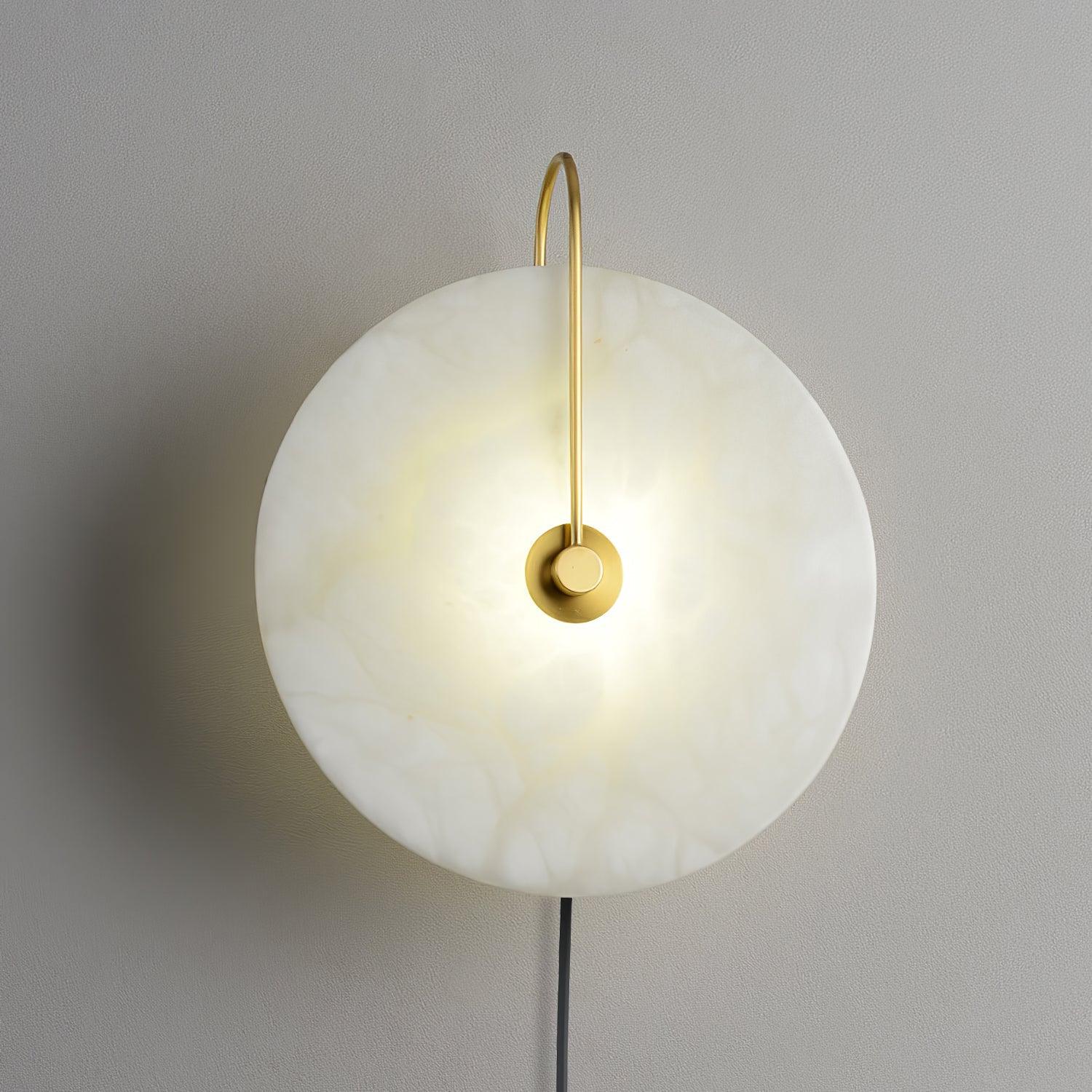 Alabaster LED Plug-In Wall Sconce Light - Modern Plug In Wall Lamp for Bedroom, Living Room, and Hallway Lighting