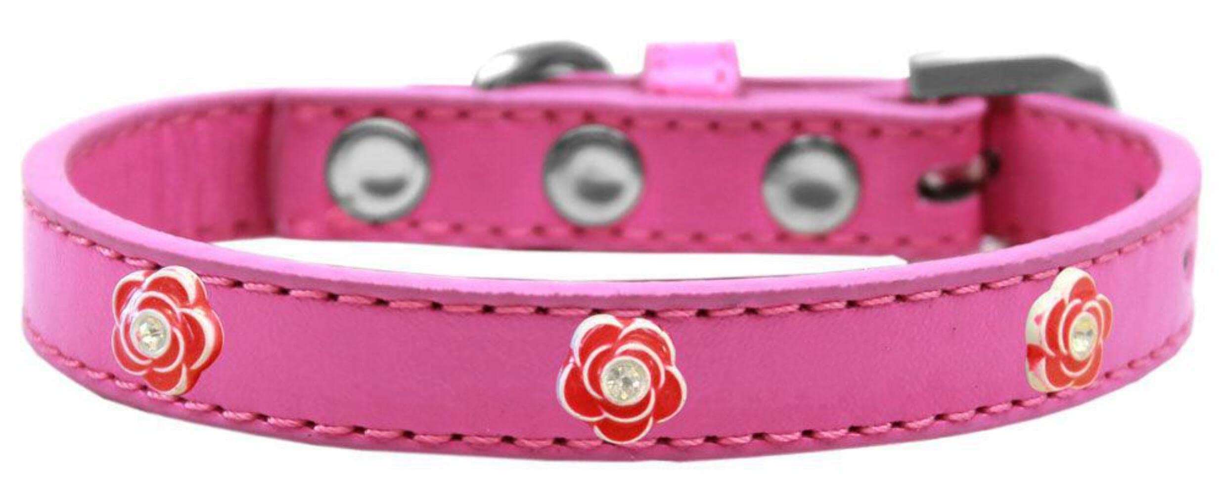 Red Roses Dog Collar - Fashionable Pet Collar for Dogs & Puppies, Adjustable & Durable - Perfect for Walks, Training & Special Occasions
