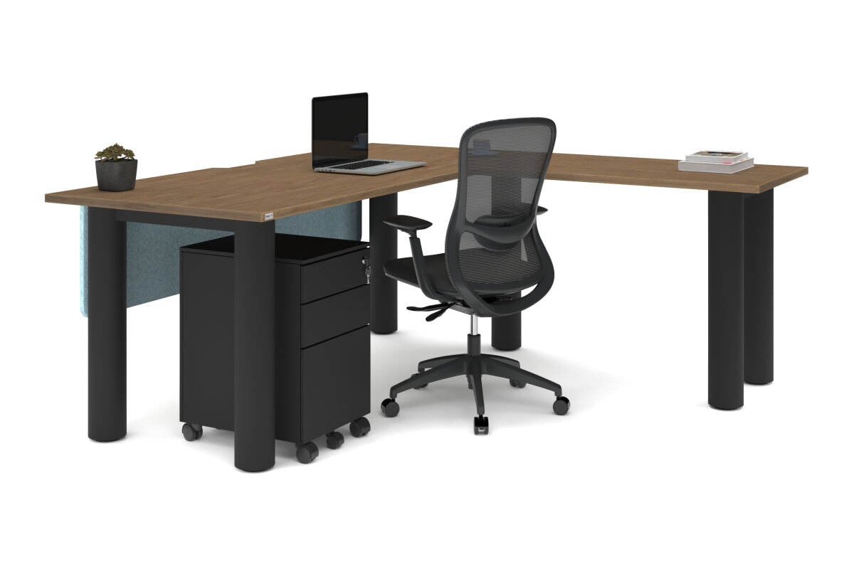 L-Shaped Corner Office Desk with Cable Management - 1800mm x 1800mm Quadro Cylinder Leg Design | Perfect for Home Office, Gaming Setup & Workspace Organization