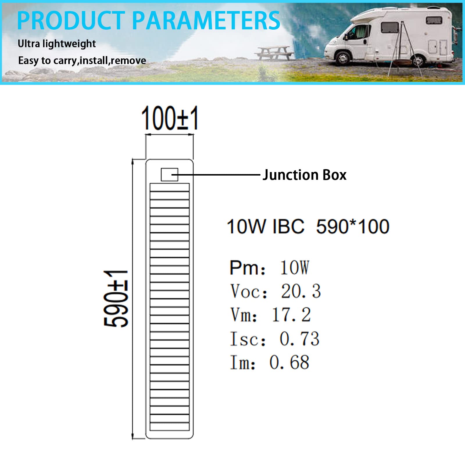 10W 12V Flexible Monocrystalline Solar Panel - Bendable Semi-Flexible Solar Charger for Marine, Boat, RV, Van, Camping | Off-Grid Power Solution for Uneven Surfaces & Remote Cabins