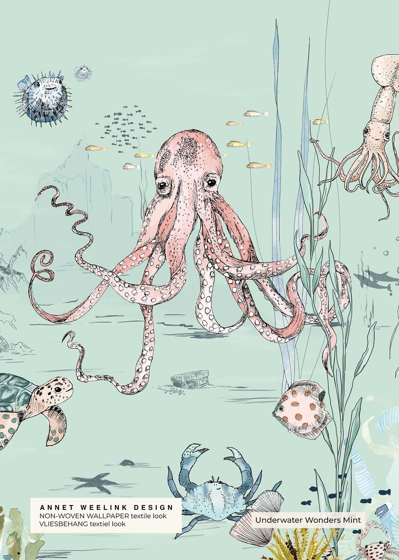 Underwater Wonders Wallpaper Sample - High-Quality B2B Wall Covering for Home & Office Decor