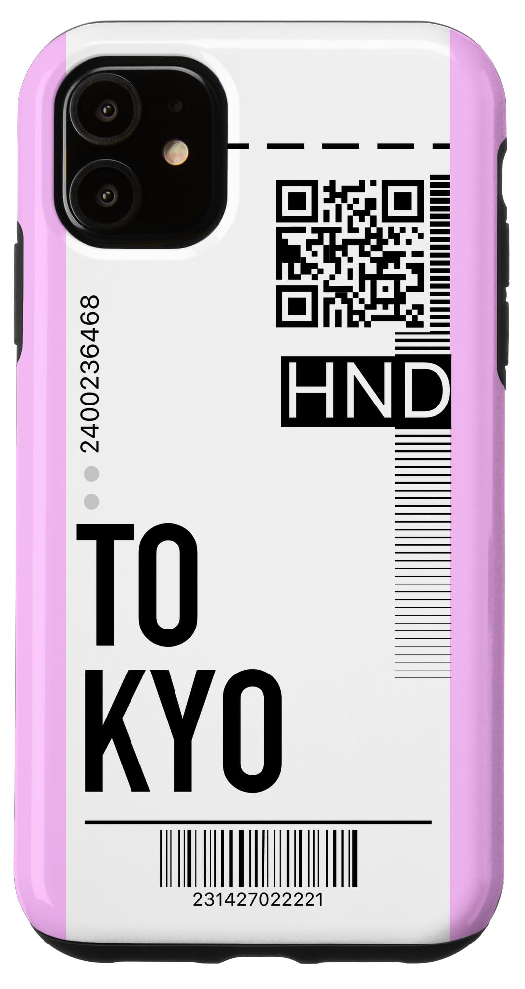 iPhone 11 Phone Case - Tokyo Air Flight Ticket & Boarding Pass Design - Stylish Pink Hard Case for Travel Enthusiasts | Perfect for Vacation, Airplane Trips & City Exploration