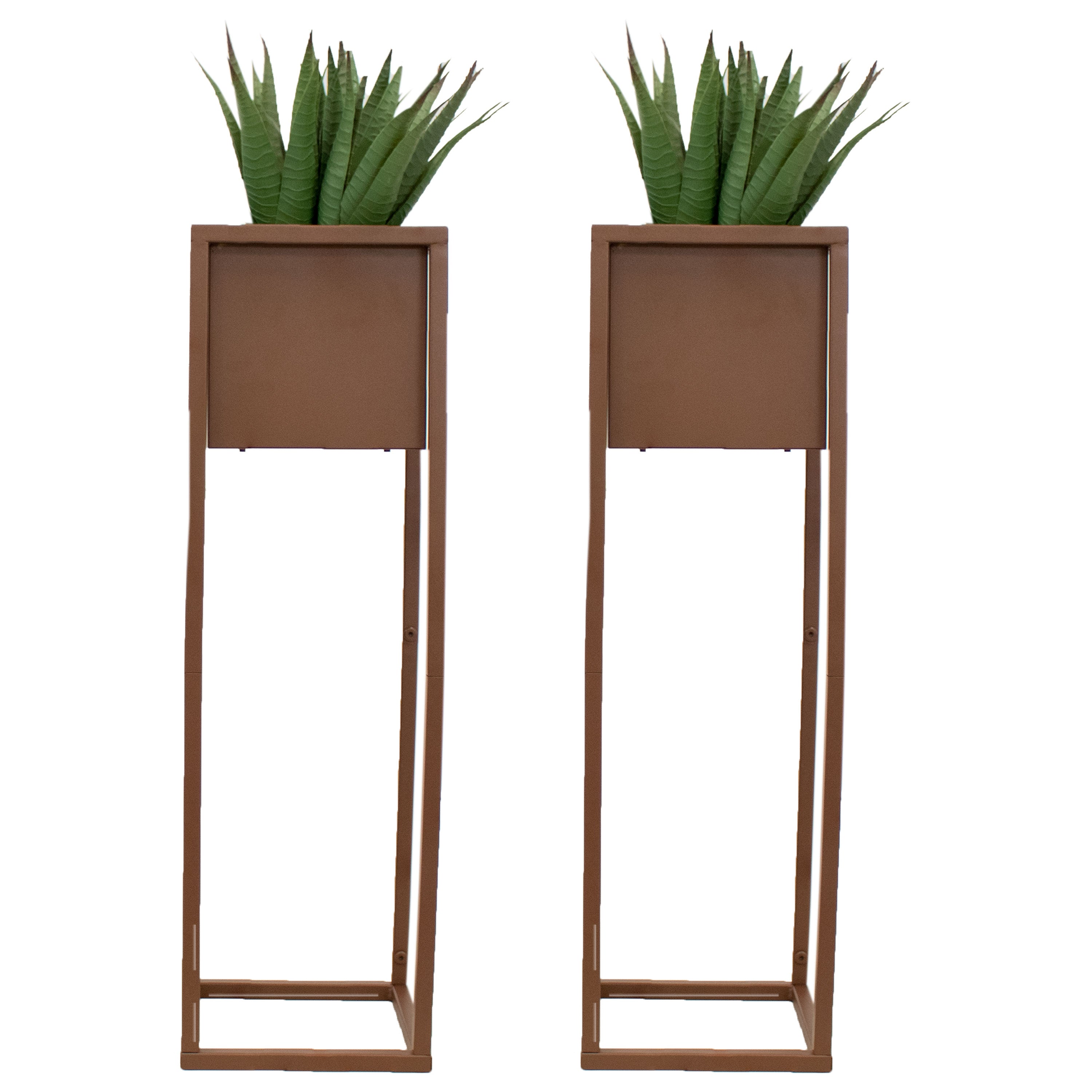 Modern Metal Planter Boxes with Legs - Set of 2, Indoor/Outdoor Garden Planters for Patio, Balcony & Home Decor - Rust-Resistant & Durable Design