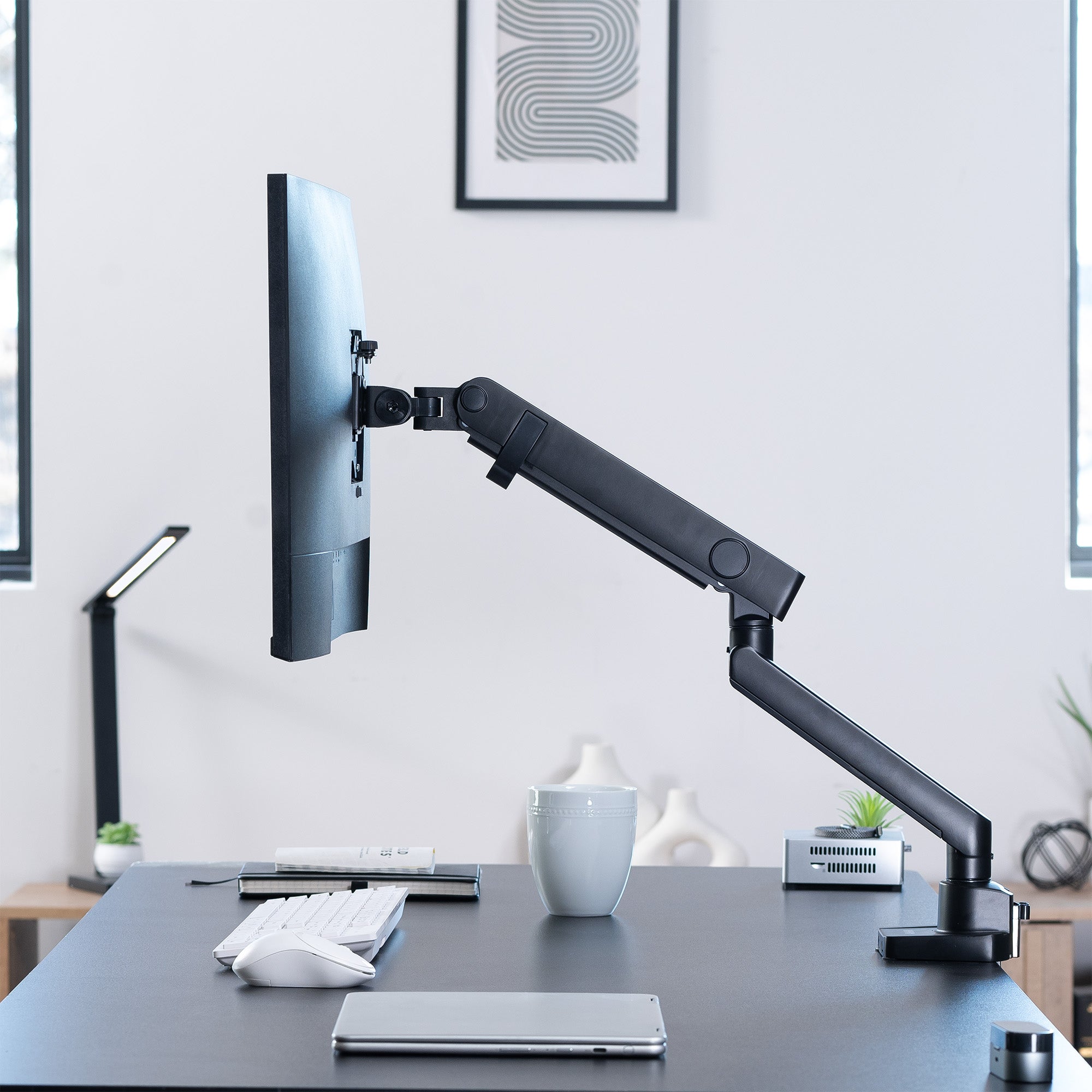 Adjustable Single Monitor Desk Mount - 17 to 40 Inch Mechanical Arm for Computer Screens | Perfect for Home Office, Gaming Setup & Workspace Ergonomics