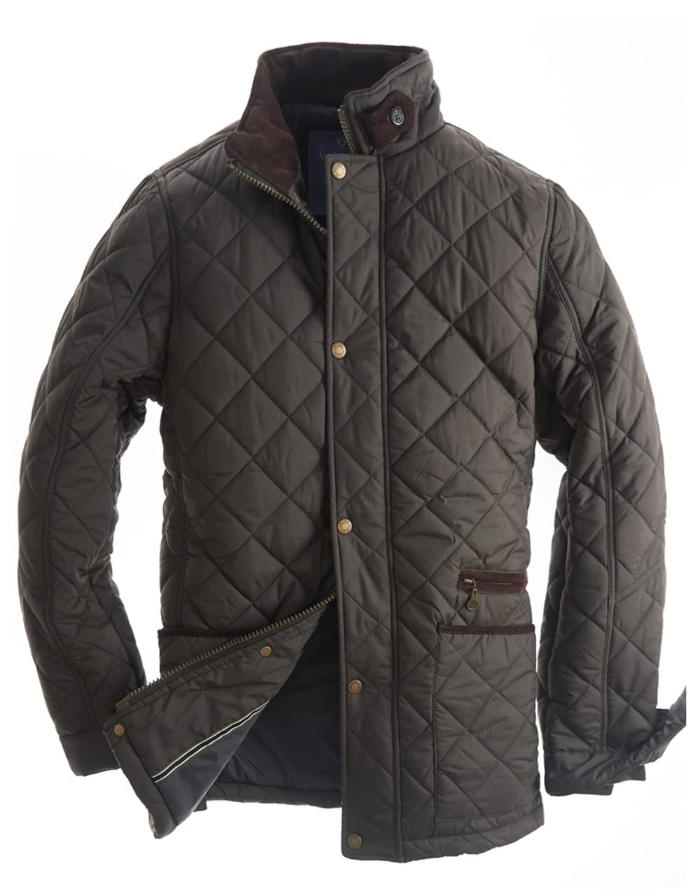 Men's Green Quilted Jacket - Lightweight Padded Winter Coat with Warm Insulation | Outdoor Hiking, Camping & Casual Wear