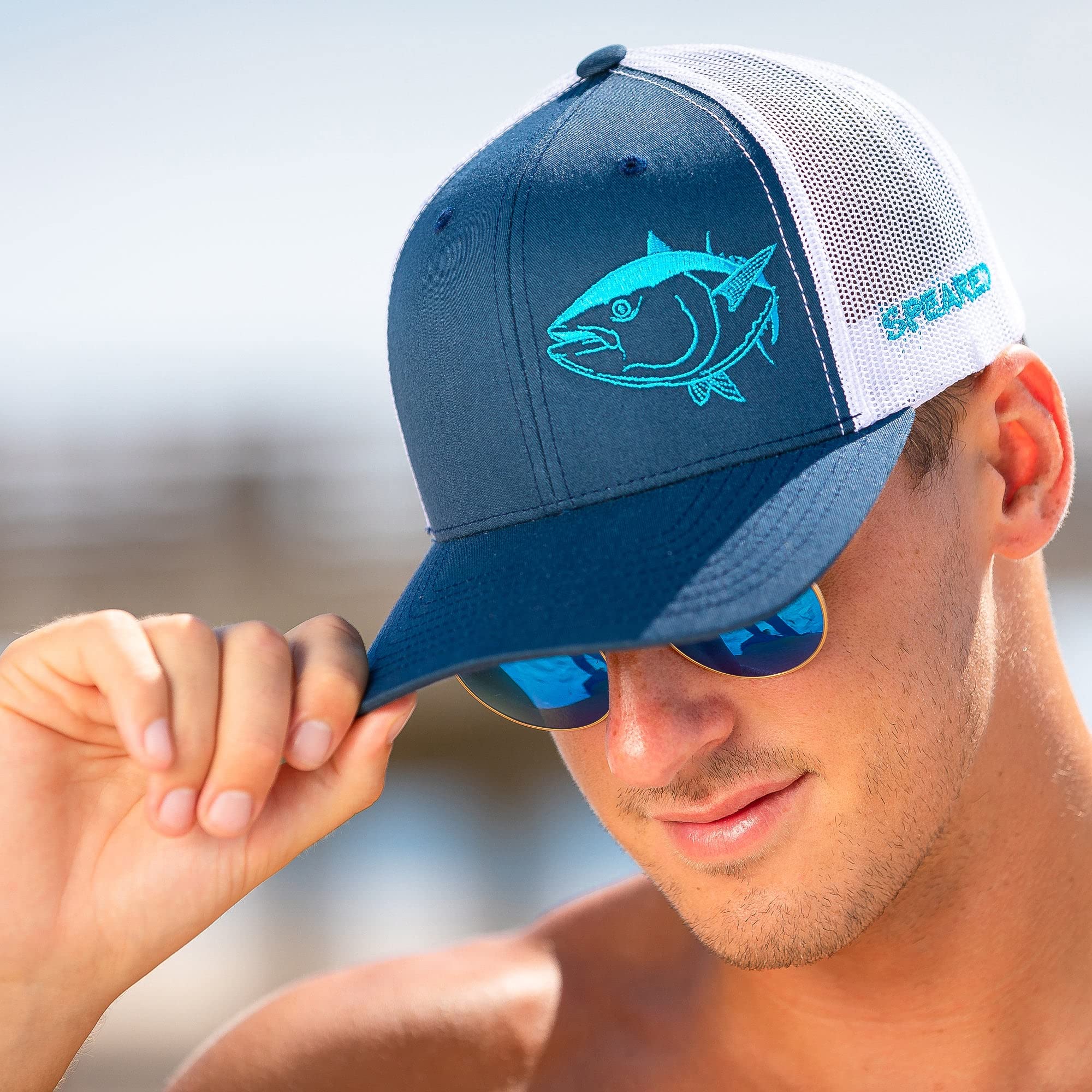 Bluefin Tuna Trucker Hat - Adjustable Snapback Cap for Fishing & Spearfishing | Perfect for Outdoor Adventures, Beach Trips & Sport Fishing Enthusiasts