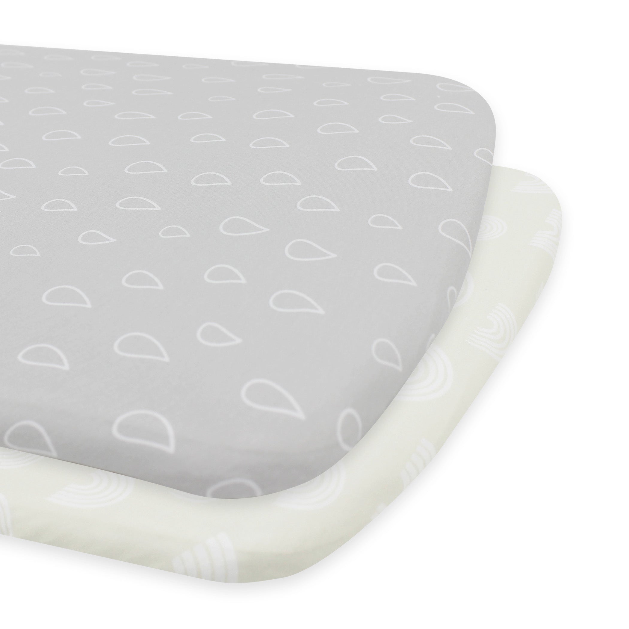 Nordic 2-Pack Jersey Cotton Co-Sleeper & Bedside Sleeper Fitted Sheets - Soft Grey & Sand Colors for Baby Bassinet & Crib - Perfect for Nursery, Daycare & Overnight Sleeping