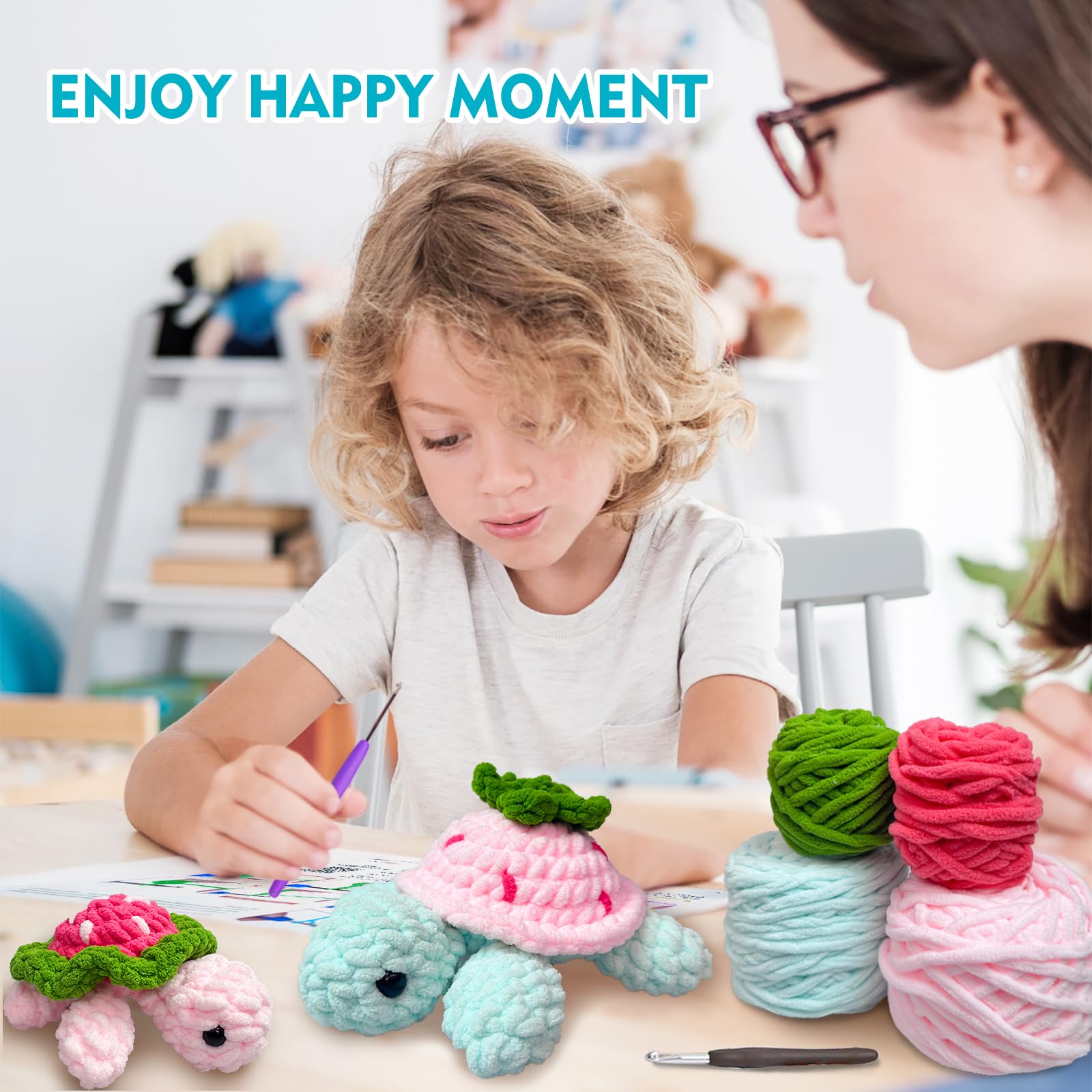 Beginner Crochet Kit with Step-by-Step Video Tutorials - DIY Crochet Animal Kit for Adults & Kids - Complete Starter Set (Strawberry Turtle) - Perfect for Crafting, Gifts & Relaxation