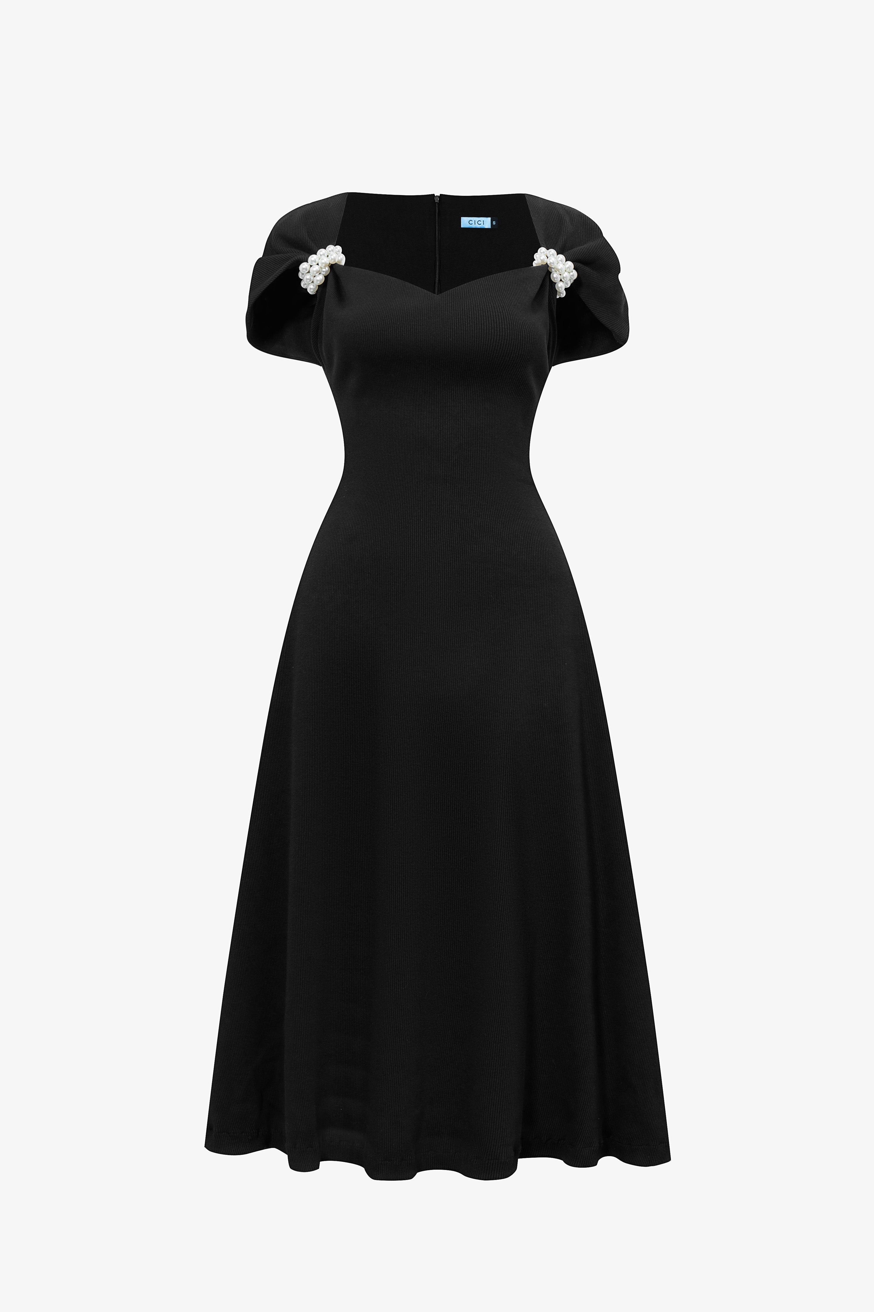 Audrina Midi Dress for Women - Flowy Summer Dress with Short Sleeves & V-Neck - Perfect for Beach Vacation, Date Night and Office Wear