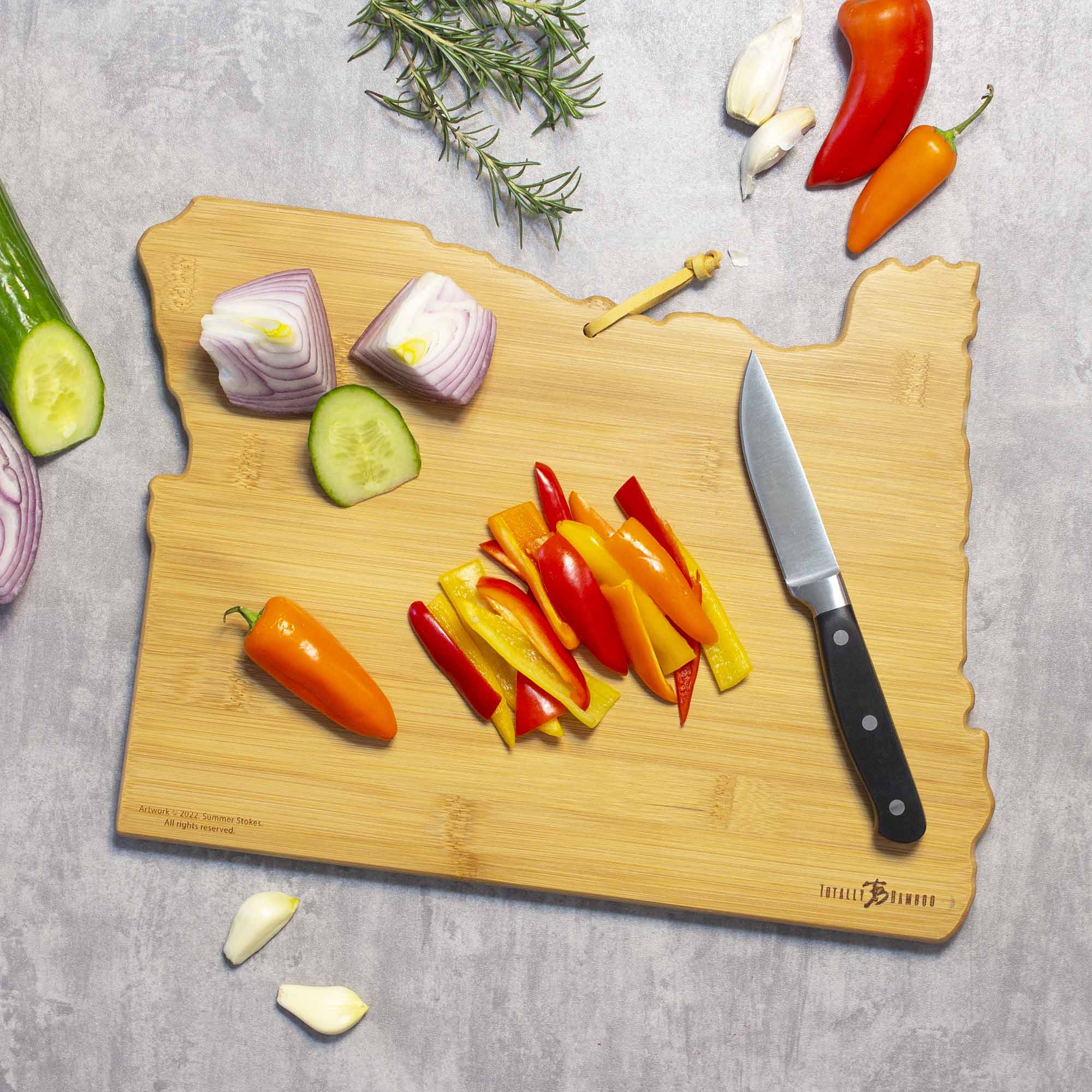 Premium Oregon Wood Cutting Board with Handcrafted Artwork by Summer Stokes - Perfect for Kitchen, Charcuterie Boards, and Home Decor Gifts