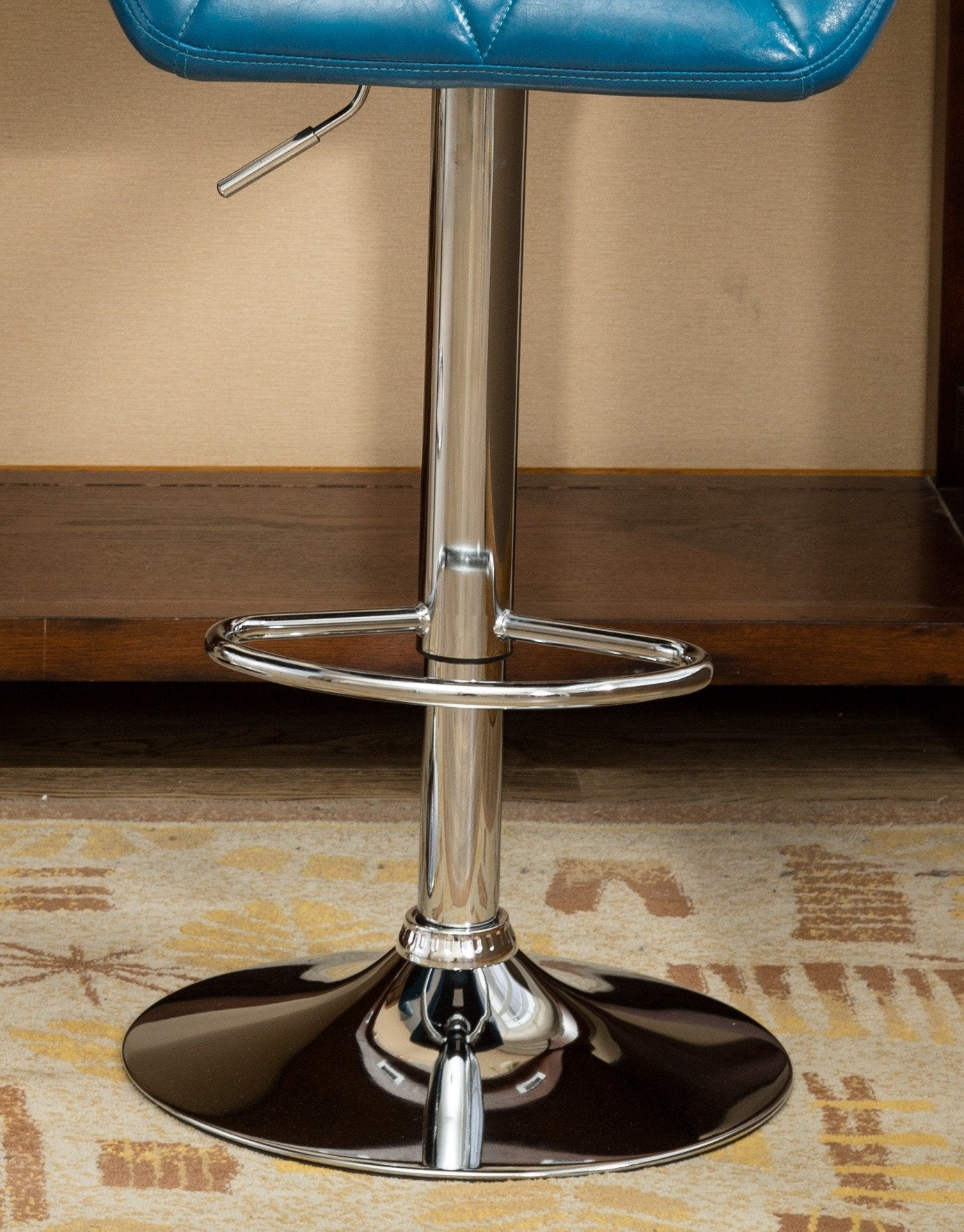 Roundhill Furniture Glasgow Contemporary Tufted Adjustable Height Hydraulic Bar Stools, Blue, Set of 2 - Perfect for Kitchen Islands, Home Bars & Modern Dining Areas