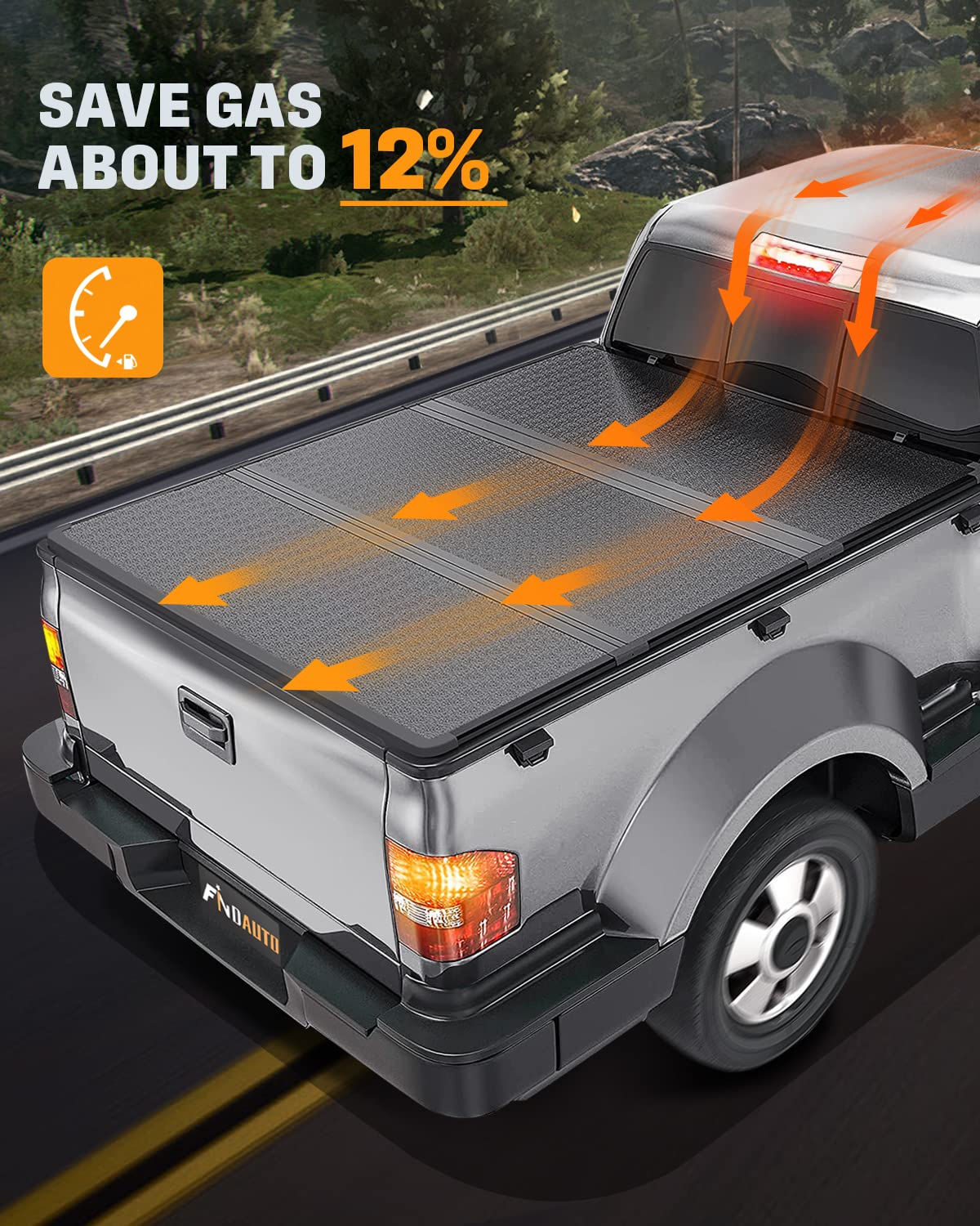FINDAUTO Hard Tri-Fold Truck Bed Tonneau Cover for 2019 Ford Ranger Styleside 5FT Bed - Waterproof & Durable Truck Accessory for Cargo Protection & Improved Fuel Efficiency
