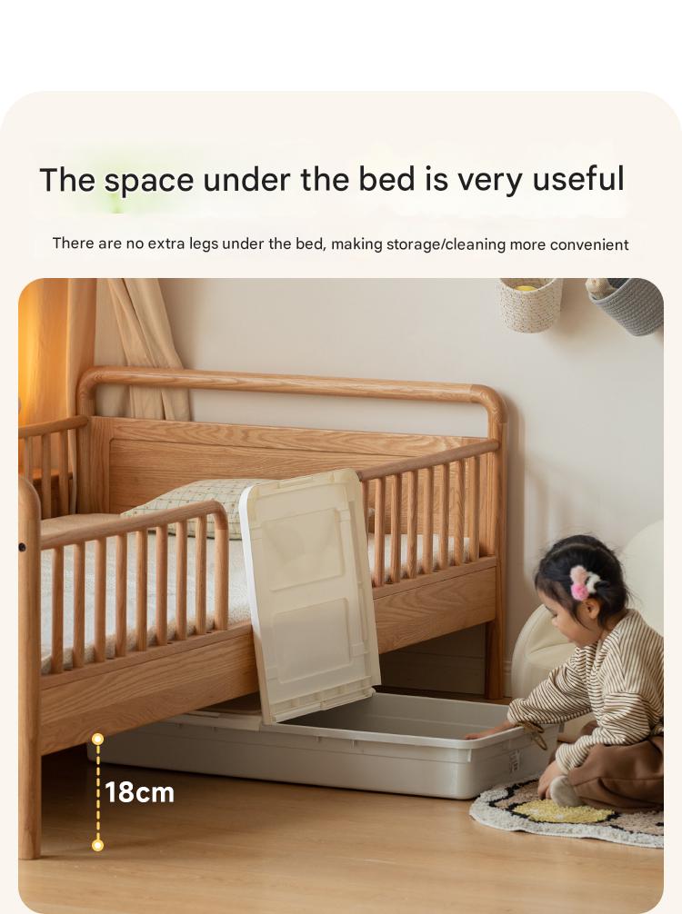 Premium Oak Solid Wood Toddler Bed - Convertible, Multi-Functional Kids Bed with Safety Rails | Perfect for Nursery, Daycare & Small Bedrooms