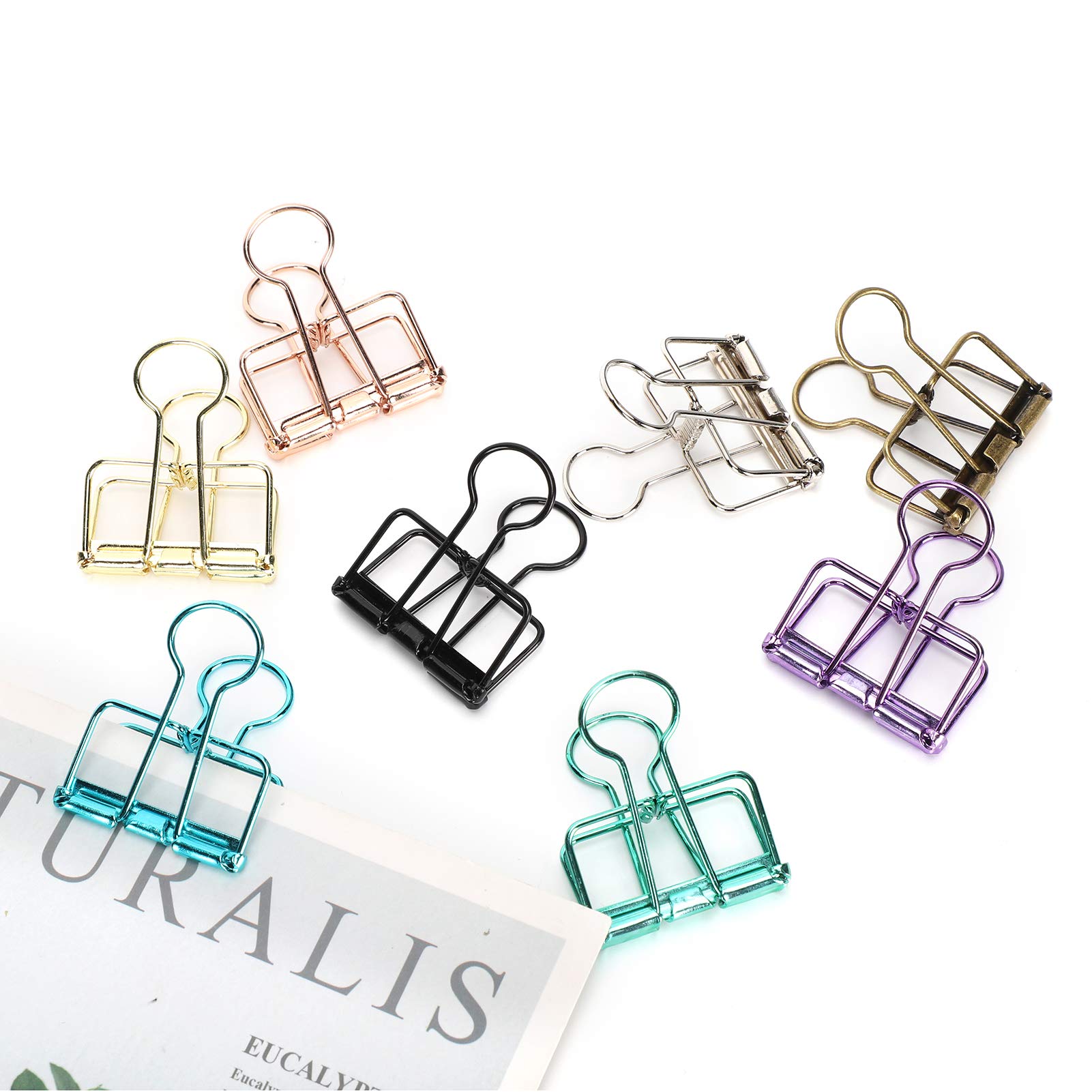 16pcs Colorful Hollowed Metal Binder Clips - Multicolor Paper Clips for Office, School & Home Organization - Strong Iron Wire Document Clamps for Files, Notes & Bulletin Boards