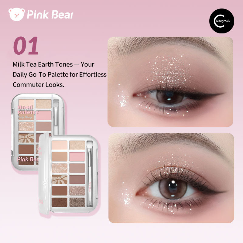 PinkBear 12 Color Eyeshadow Palette - Highly Pigmented, Long Lasting Makeup Kit for Day & Night Looks | Perfect for Parties, Weddings & Everyday Wear