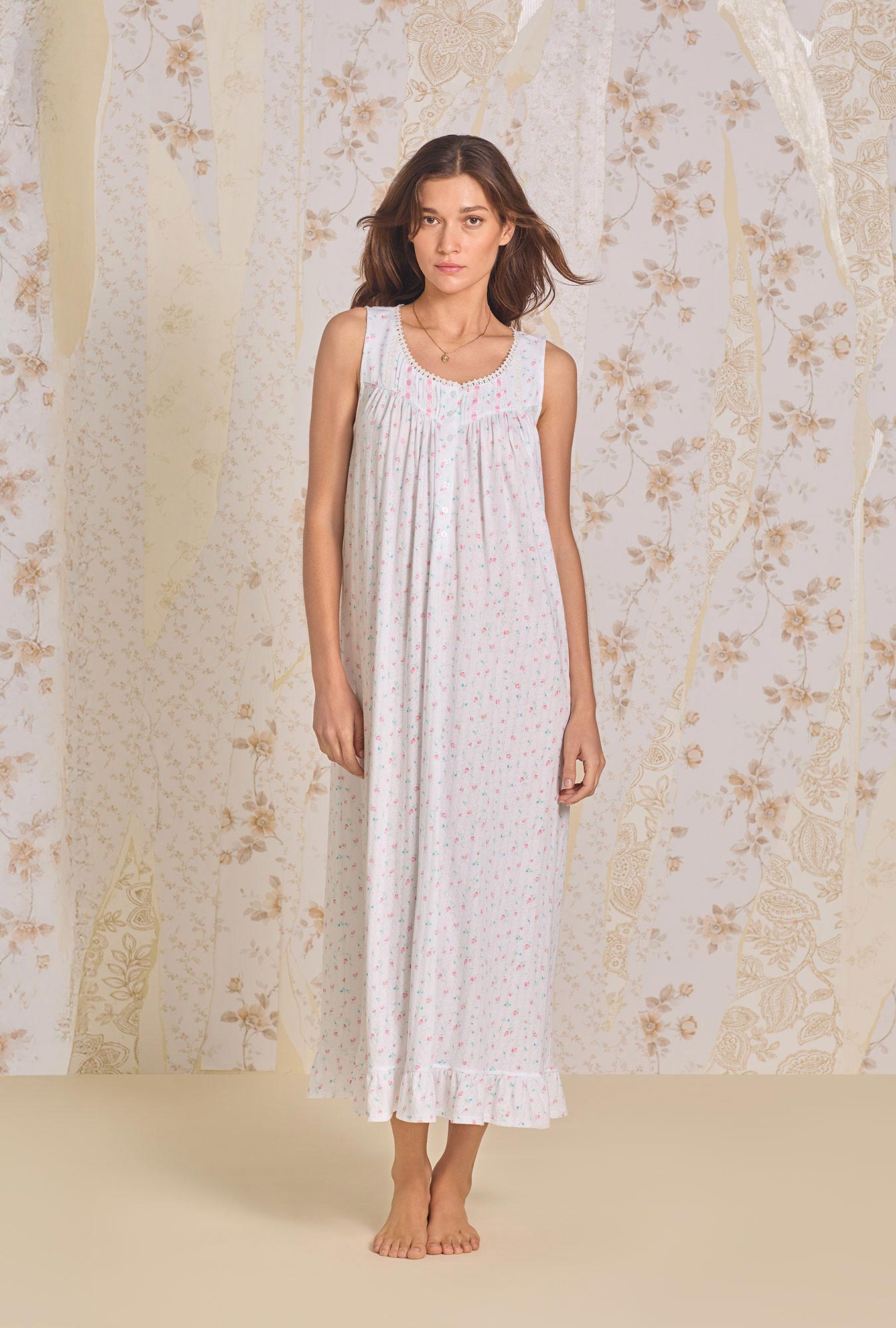 Angelic Rose Cotton Pointelle Ballet Nightgown - Soft & Comfortable Sleepwear for Women, Elegant Lace Trim Nightgown for Bedtime, Lounge & Bridal Shower (Pink, S-XXL)