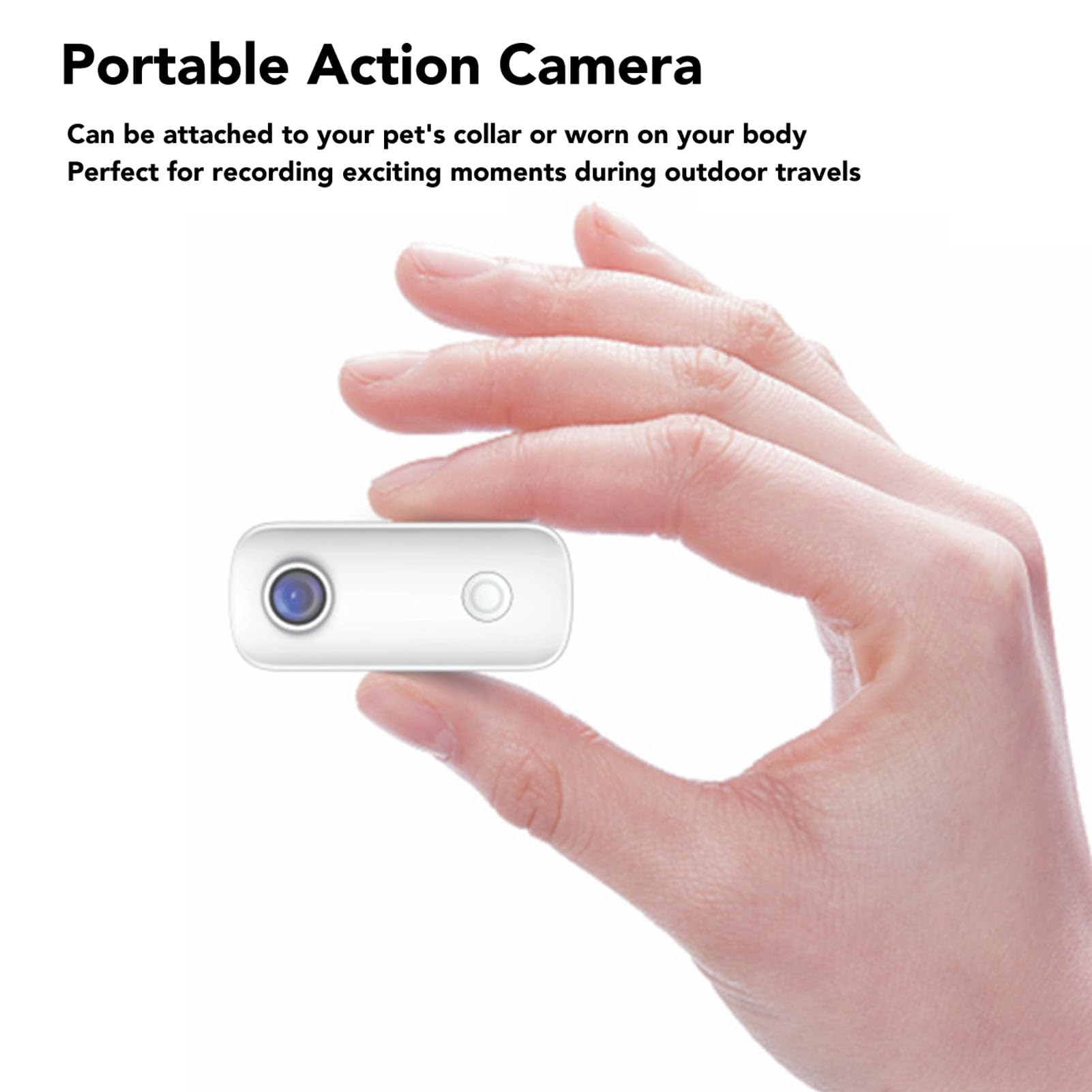 Compact Action Camera for Outdoor Adventures - Lightweight Pet Camera, Travel & Sports Recording (White) - Perfect for Hiking, Vlogging & Pet Monitoring