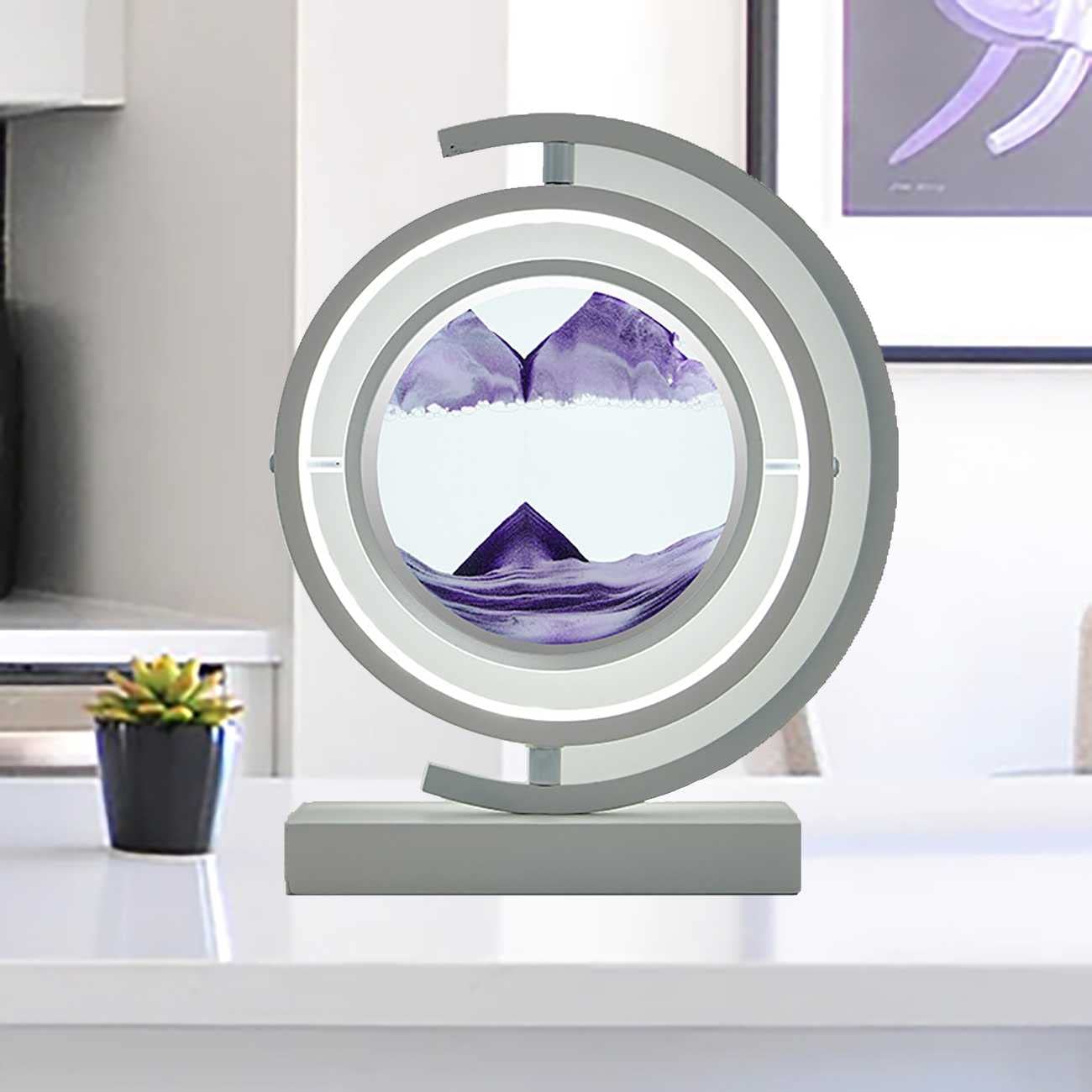 3D Deep Sea Moving Sand Art Picture - Round Glass LED Sandscapes in Motion for Adults & Kids, Large Desktop Decor for Home, Office, Party Gift | Stress Relief & Meditation Aid