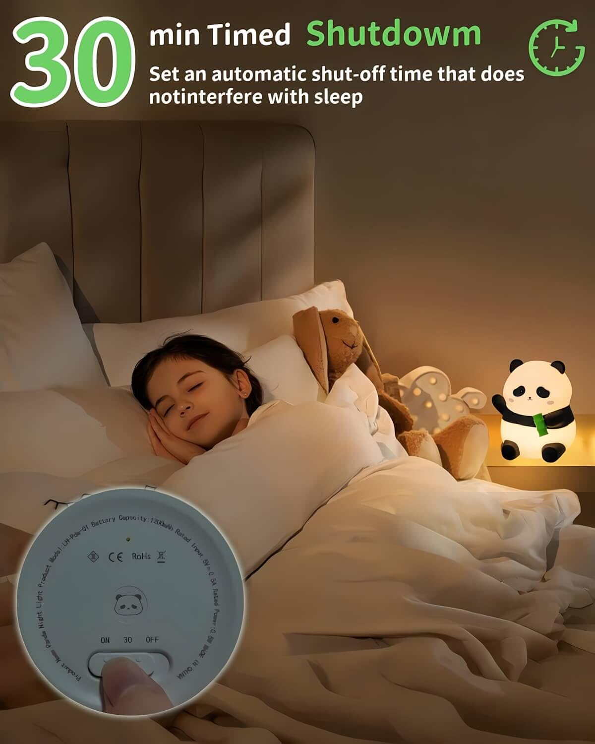 Rechargeable Dimmable Silicone Panda Night Light with Timer - Cute LED Animal Lamp for Kids Room, Nursery & Bedroom Decor | Soft Squishy Kawaii Desk Light for Baby, Children & Adults | Perfect for Nighttime Feeding, Reading & Relaxation