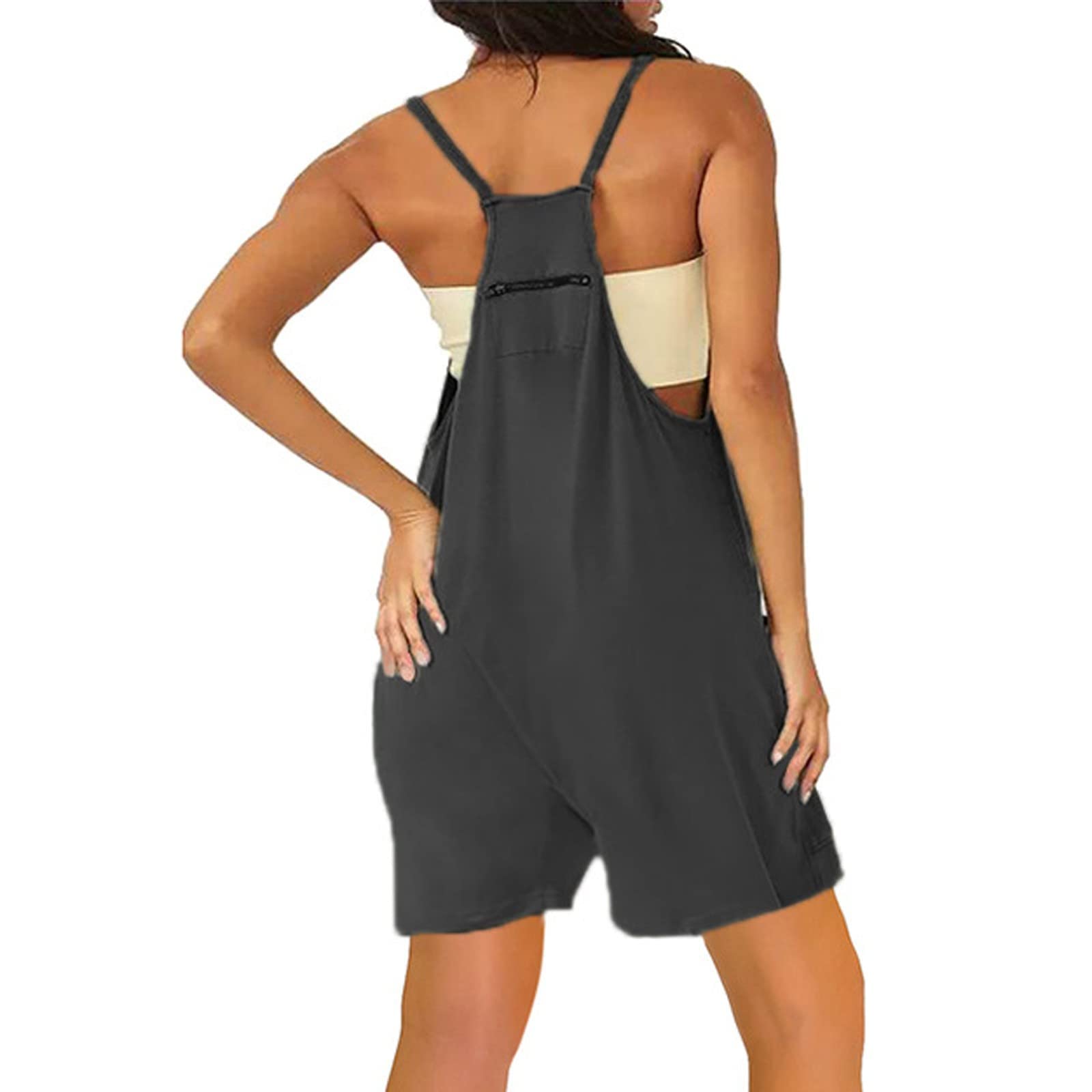 BTDECLAR Women's Sleeveless Summer Romper - Casual Loose Fit Spaghetti Strap Jumpsuit with Pockets | Perfect for Beach Outings, Music Festivals & Summer Vacations