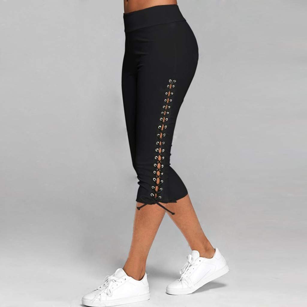 Sexy High Waisted Capri Leggings for Women - Stretchy Bandage Yoga Pants, Workout & Sports Cropped Leggings | Perfect for Yoga, Gym, Running & Casual Wear