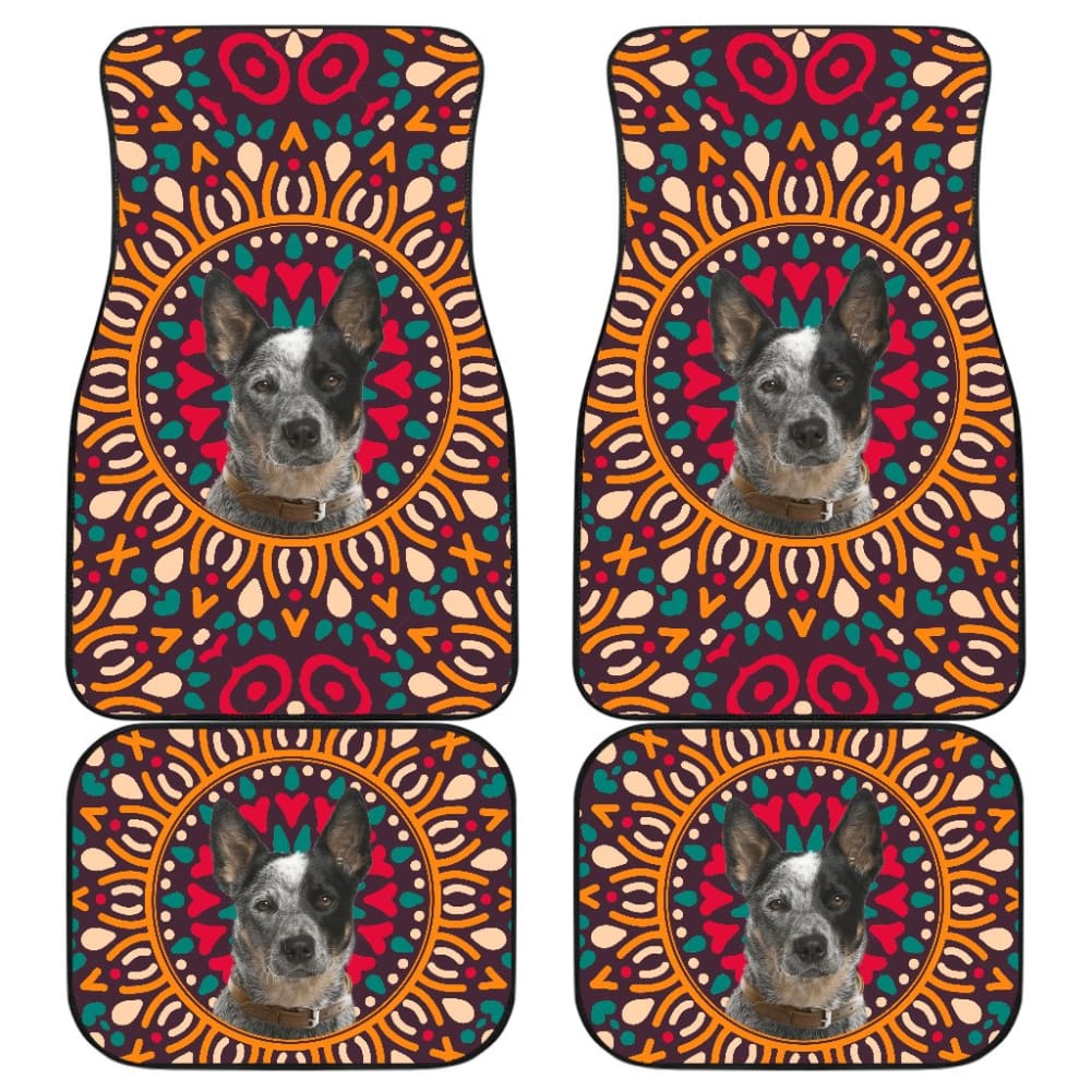 Colorful Flower Car Floor Mats for Australian Cattle Dog Owners - Durable & Non-Slip Pet Car Accessories - Perfect for Road Trips & Daily Commutes