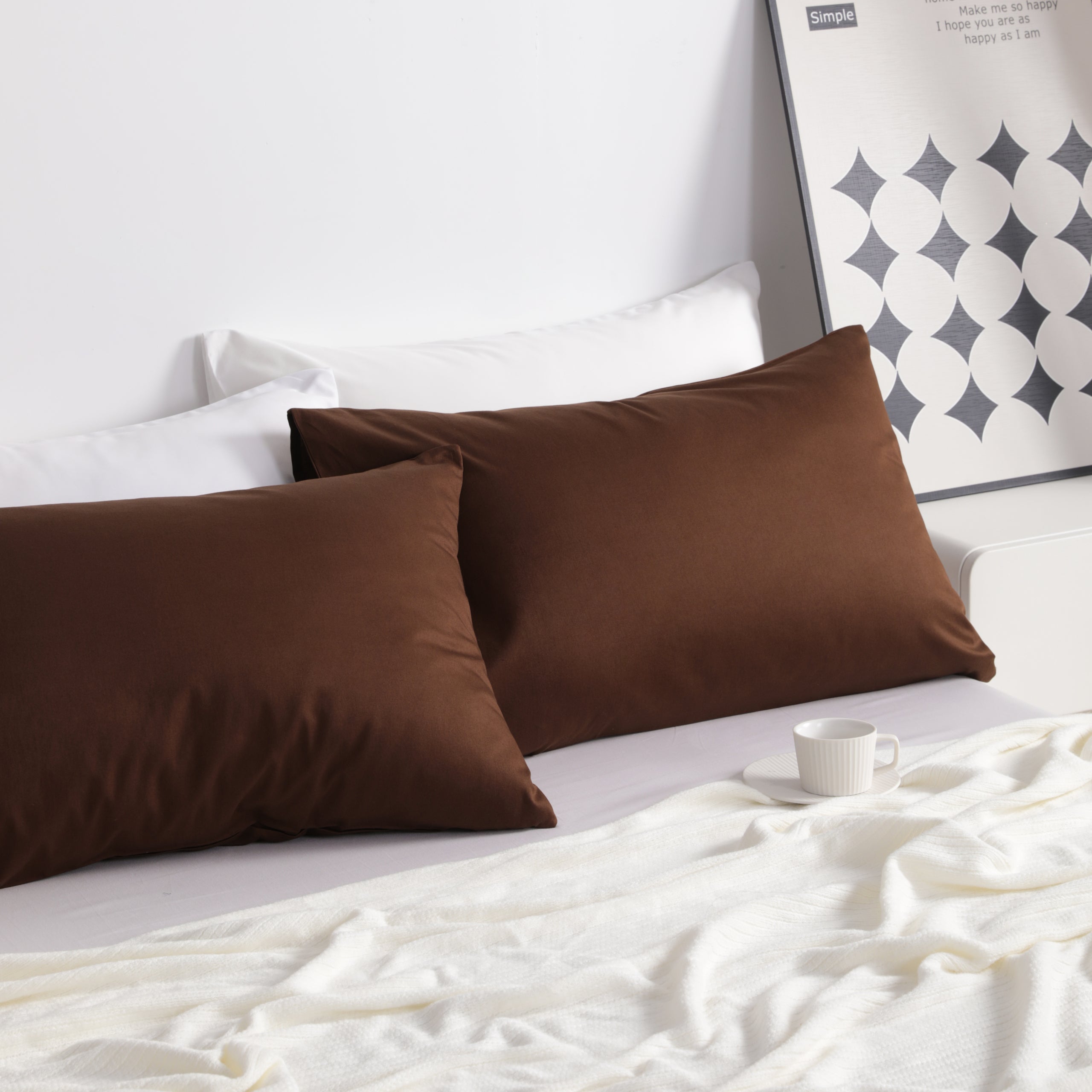 NTBAY 2 Pack 100% Cotton Pillowcases - Soft, Smooth & Breathable Standard Size Pillow Cases for Bedroom, Hotel & Home Decor (White) - Perfect for All Seasons & Sensitive Skin