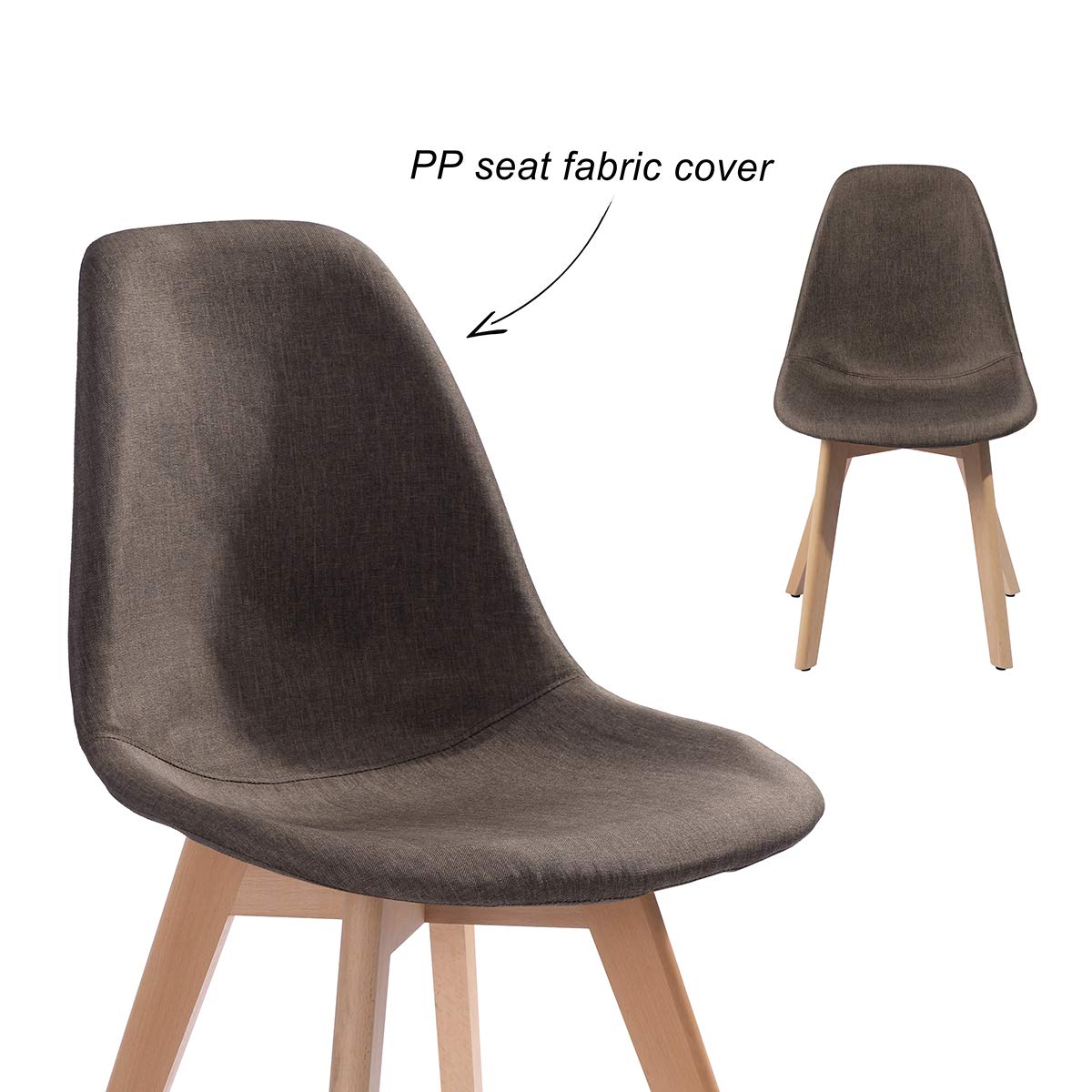 Homy Casa Set of 4 Fabric Dining Chairs with Sturdy Metal Legs - Brown Kitchen & Living Room Seating for Home, Restaurant, and Office Use