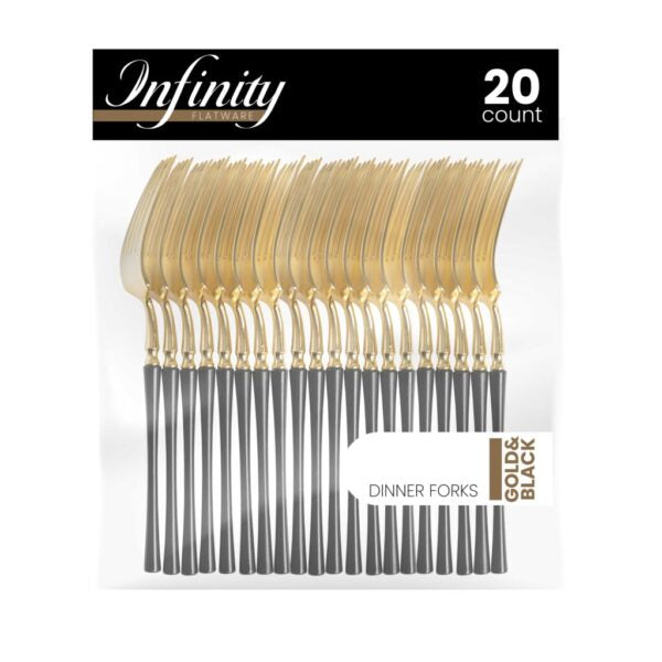 Premium Infinity Collection Gold & Black Flatware Set - 20-Piece Elegant Cutlery for Fine Dining, Parties & Gifts