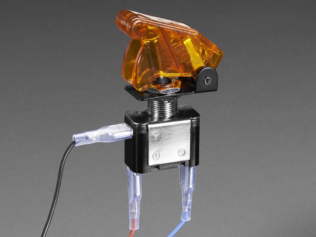Illuminated Toggle Switch with Cover - Yellow LED Light, 12V/24V DC Waterproof Rocker Switch for Marine, RV, Automotive & Industrial Equipment - Perfect for Boats, Trucks, and Control Panels