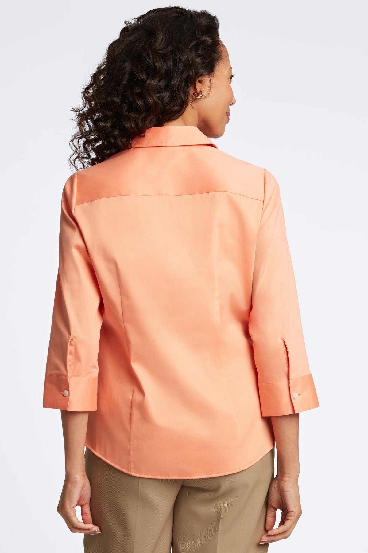 Luna No Iron Stretch Matte Sateen 3/4 Sleeve Shirt for Women - Wrinkle-Free Comfort Blouse for Office, Business & Casual Wear