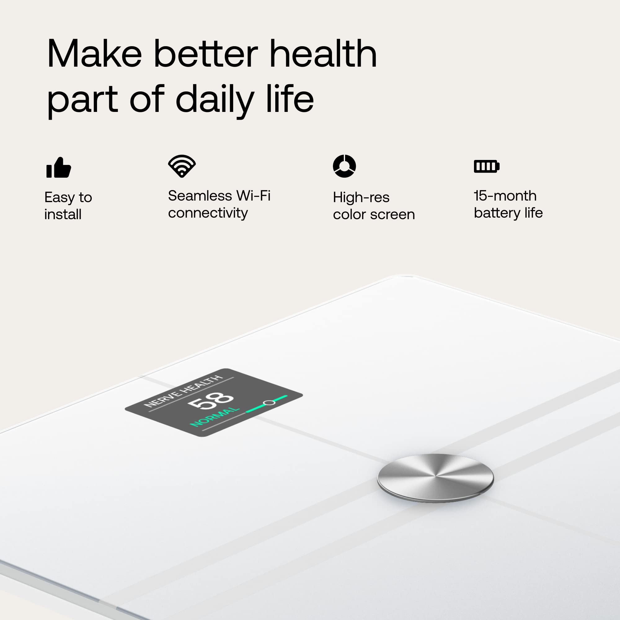 WITHINGS Smart Body Composition Scale - Bluetooth Digital Bathroom Scale with Full Body Analysis, Measures Weight, Body Fat, Muscle Mass, Bone Density & Visceral Fat - Perfect for Home Fitness Tracking & Health Monitoring